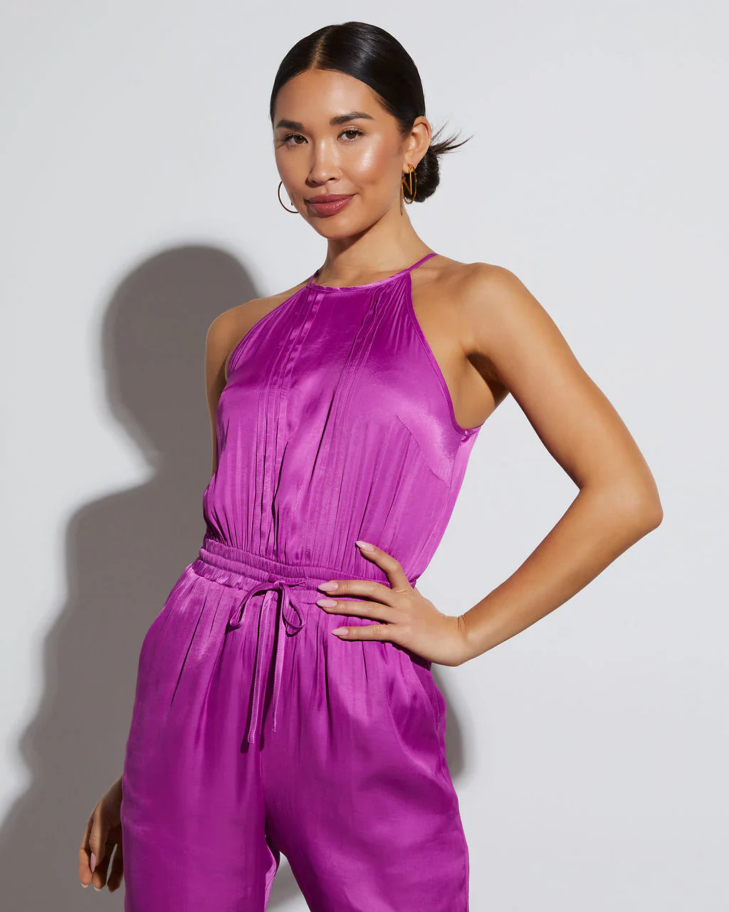 WFMD Monelle Satin Drawstring Waist Jumpsuit