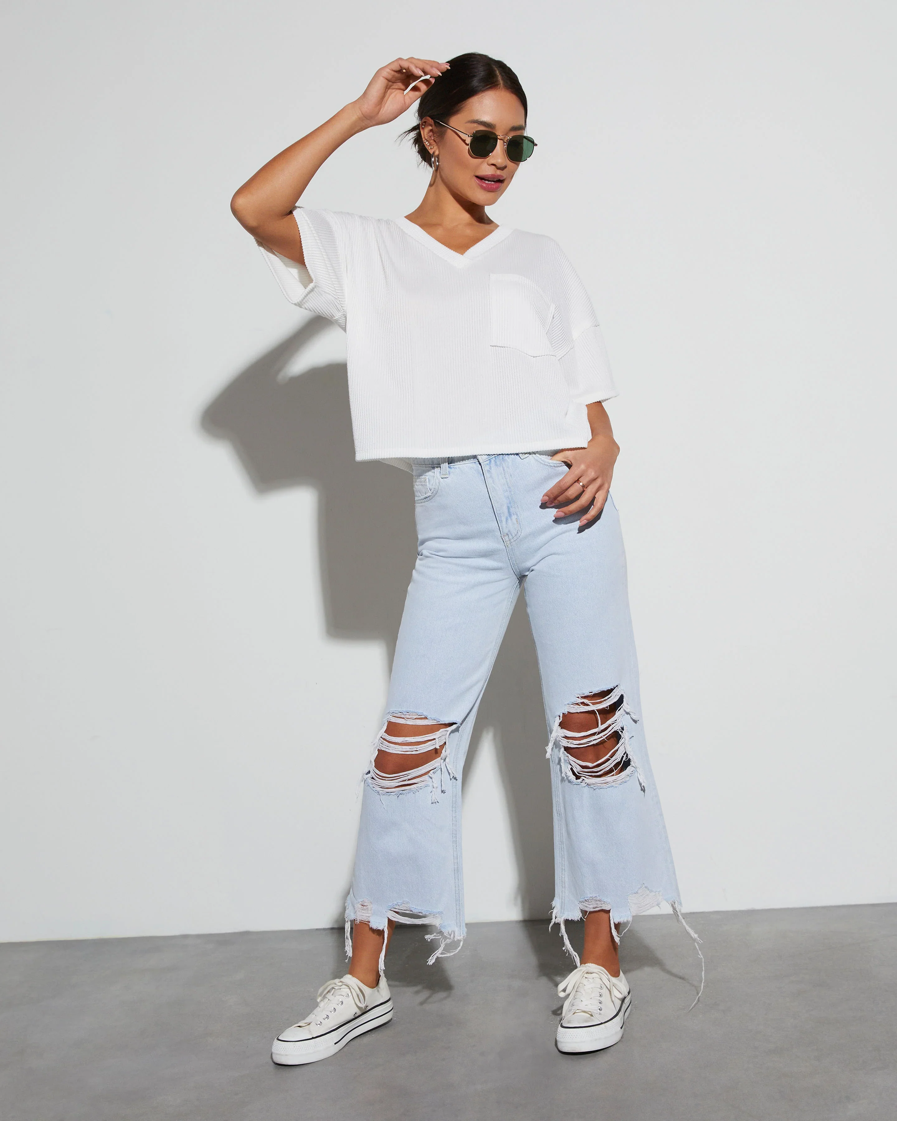 WFMD Alley Distressed Crop Kick Flare Jeans