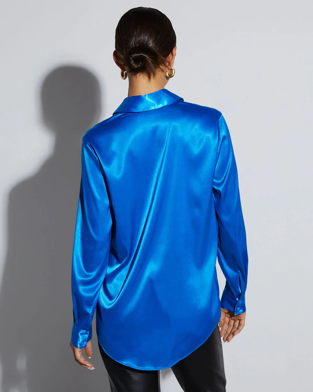 WFMD Sophisticated Satin Button Down Blouse