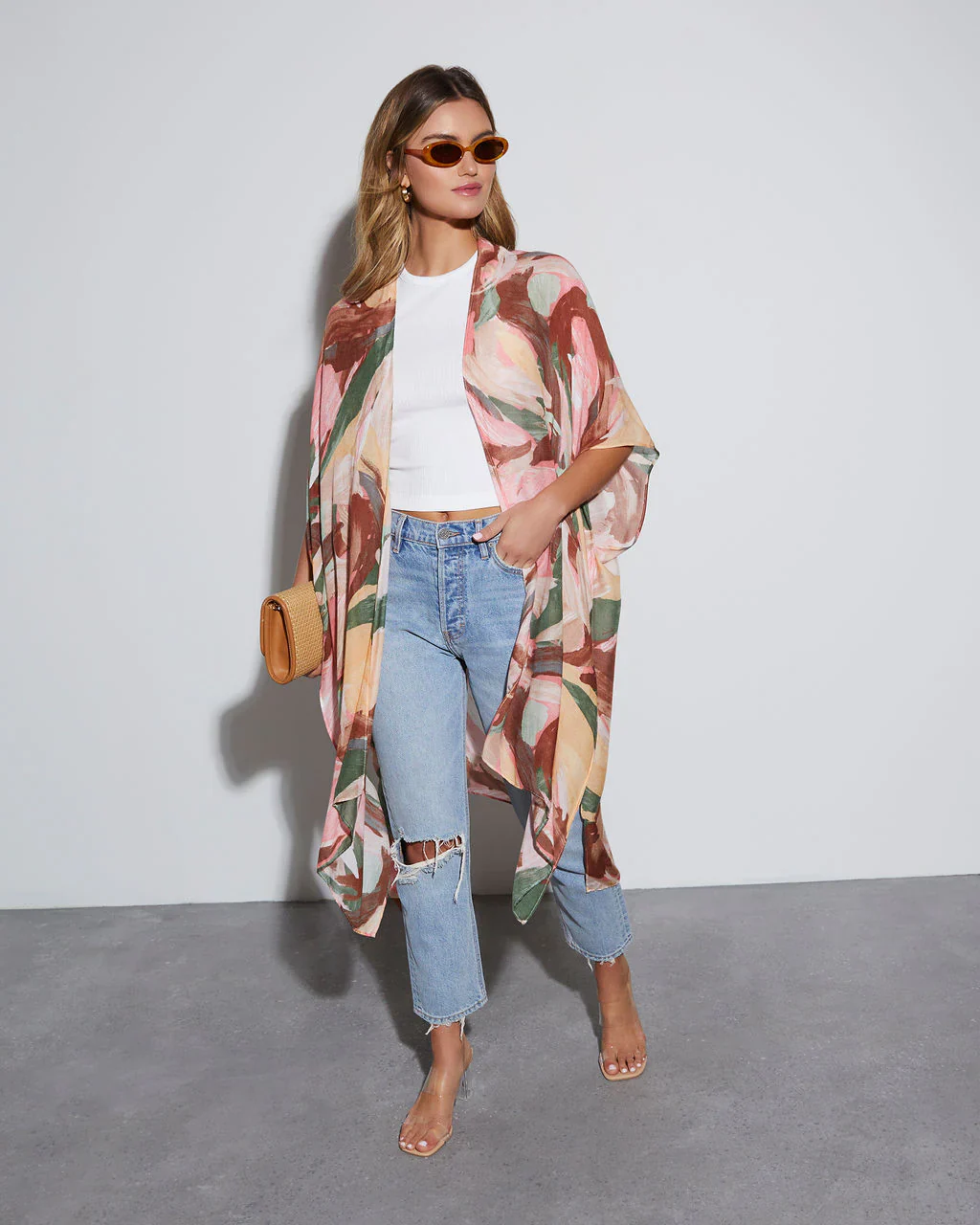 WFMD Del Rey Printed Open Front Kimono