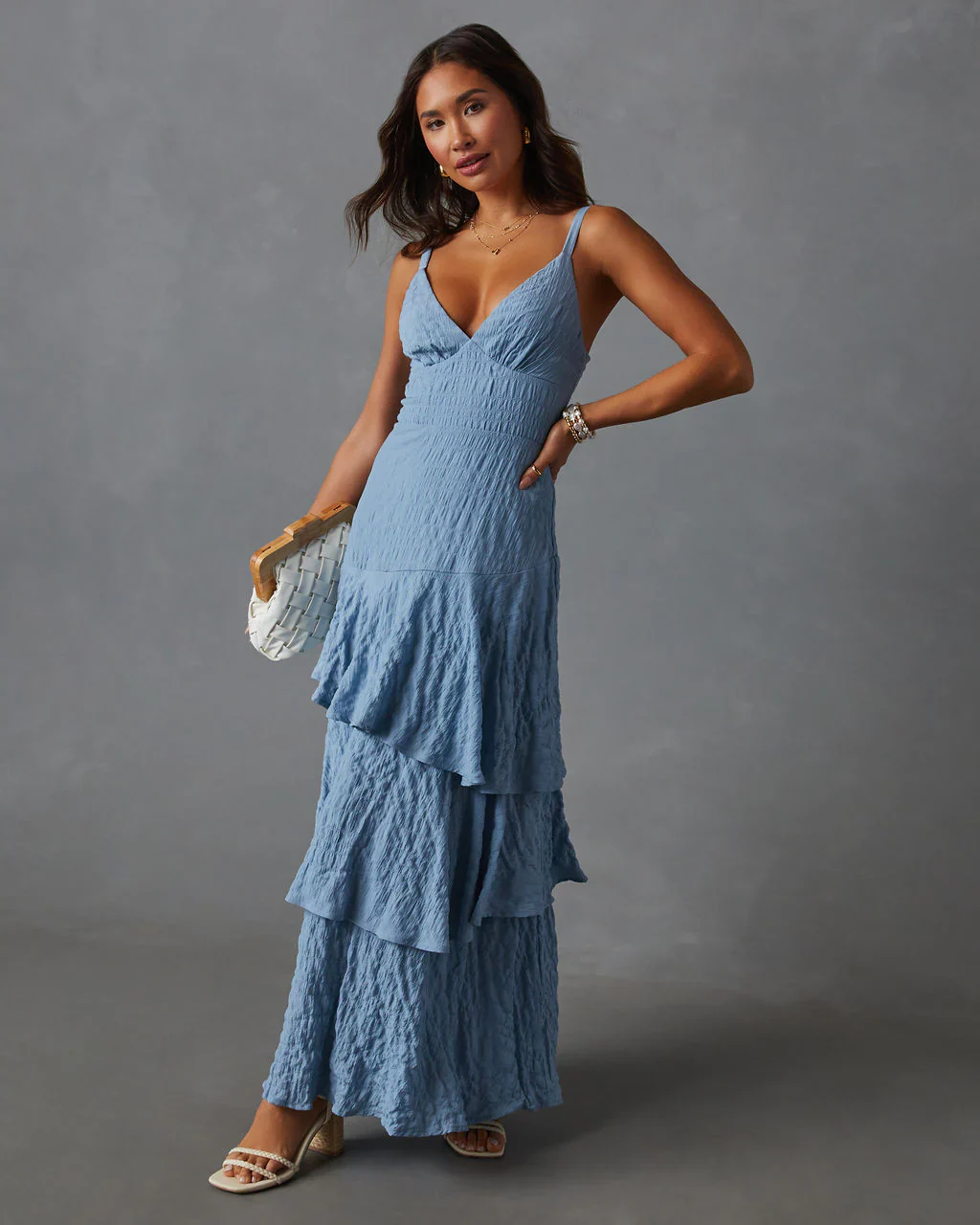 WFMD Elora Tiered And Textured Maxi Dress