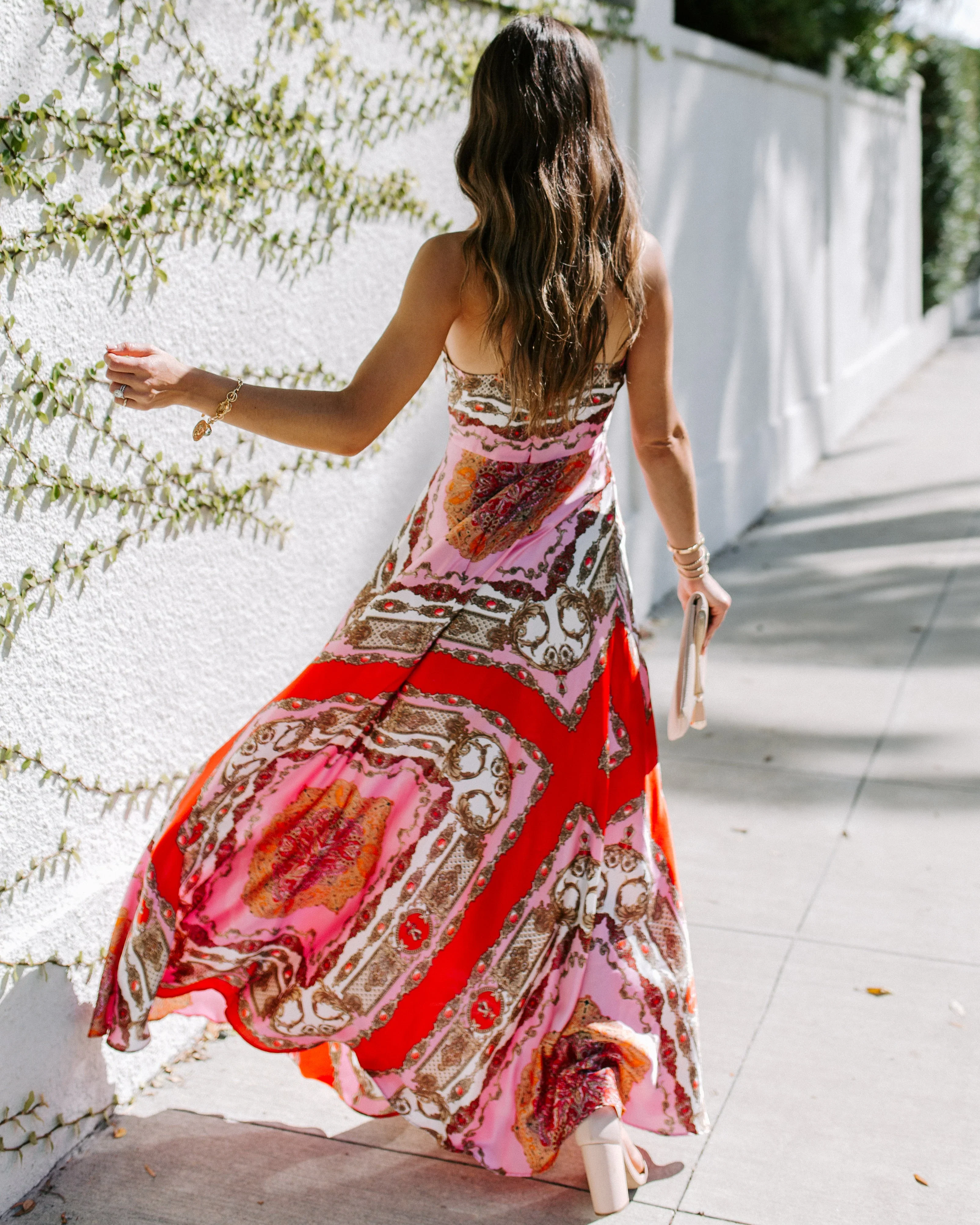 WFMD Reina Printed Halter Maxi Dress