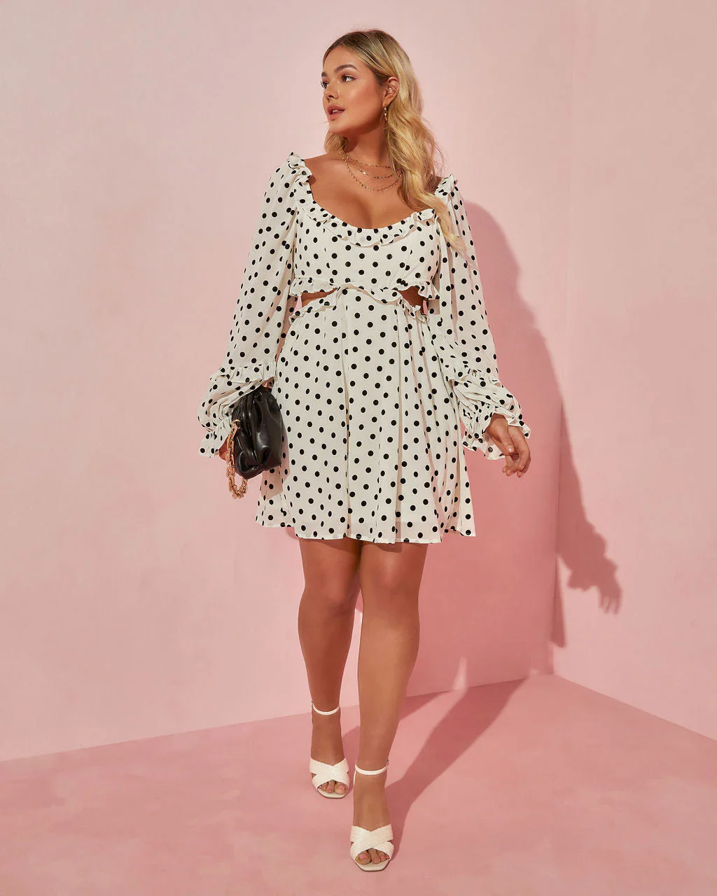 WFMD Always Bonita Polka Dot Cutout Mini Dress