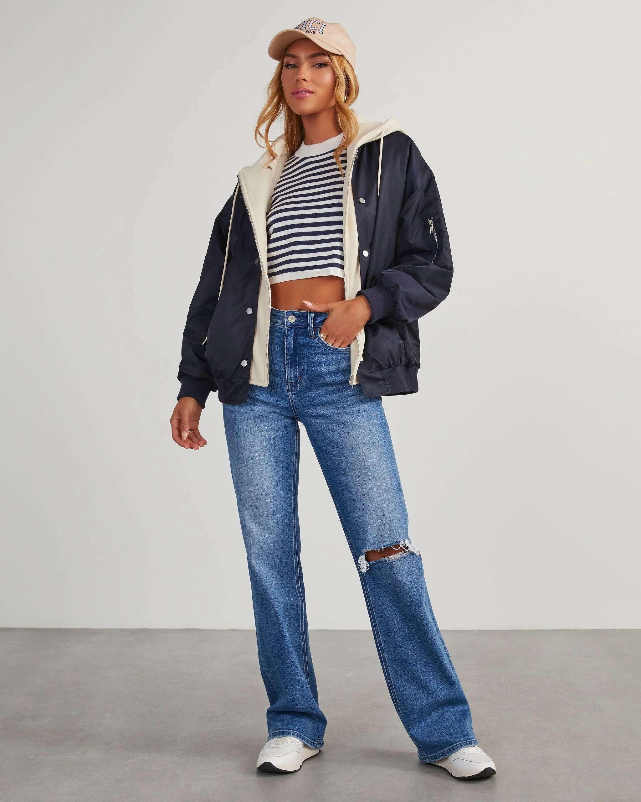 WFMD Campus Oversized Hooded Bomber Jacket