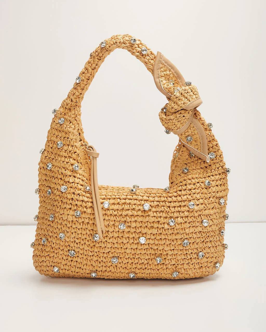 WFMD Crystal Cove Rhinestone Embellished Raffia Satchel