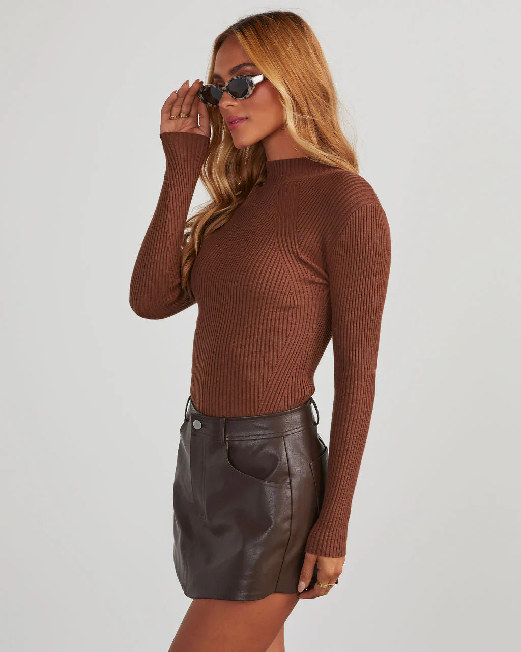 WFMD Tobey Ribbed Mock Neck Sweater