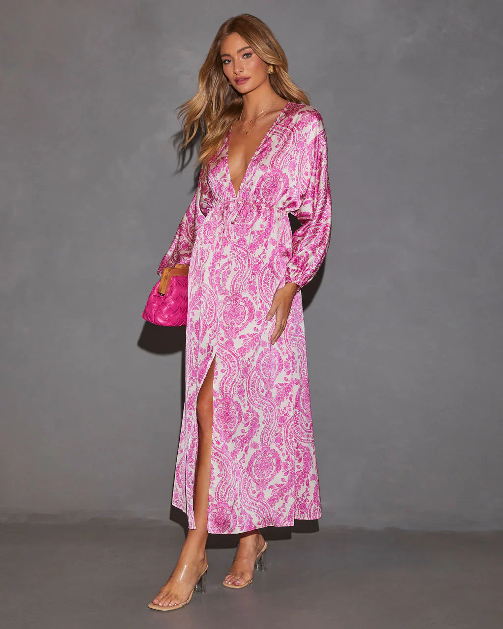 WFMD Korina Printed Kimono Empire Waist Maxi Dress