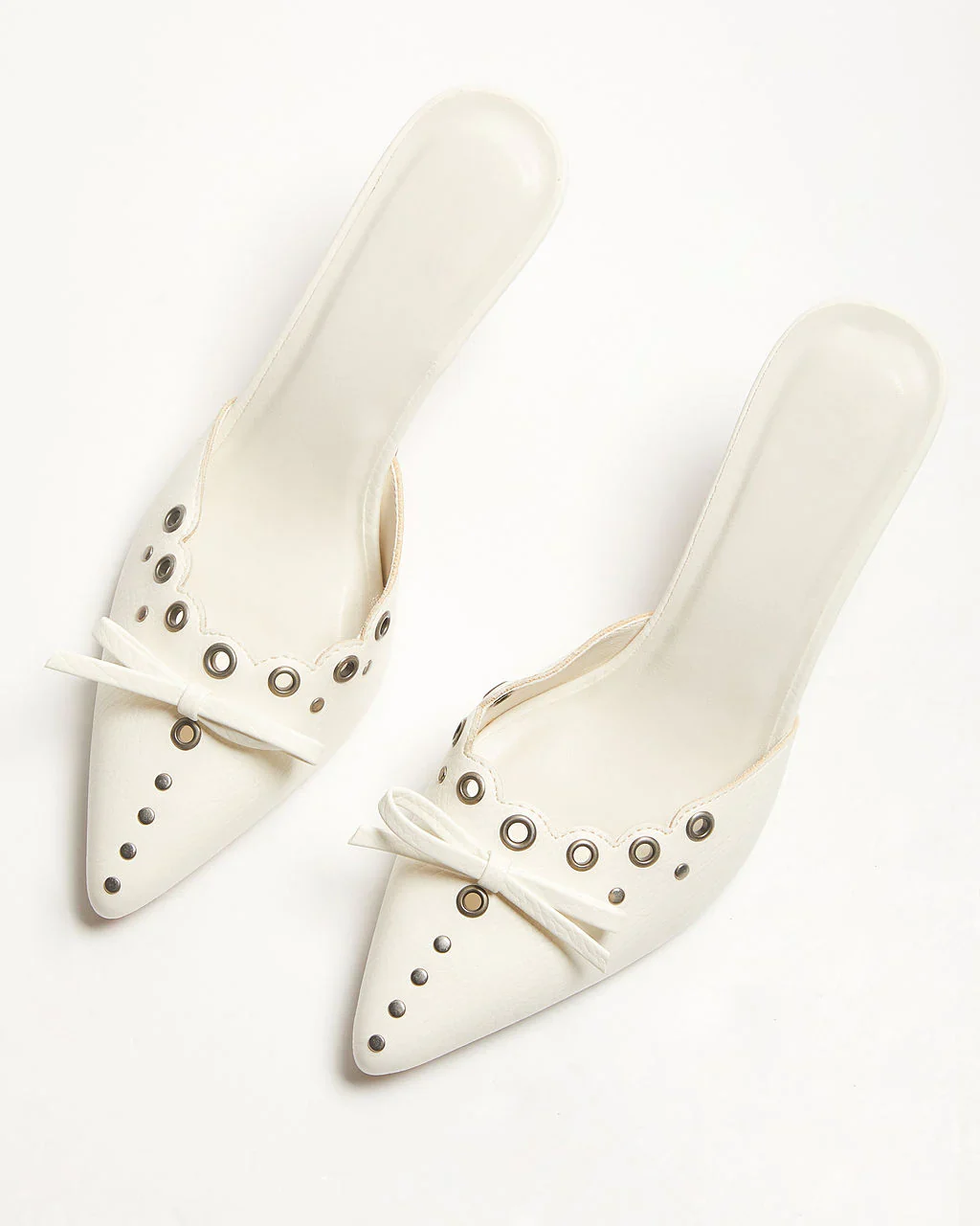 WFMD Mara Grommet and Bow Pointed Toe Mules