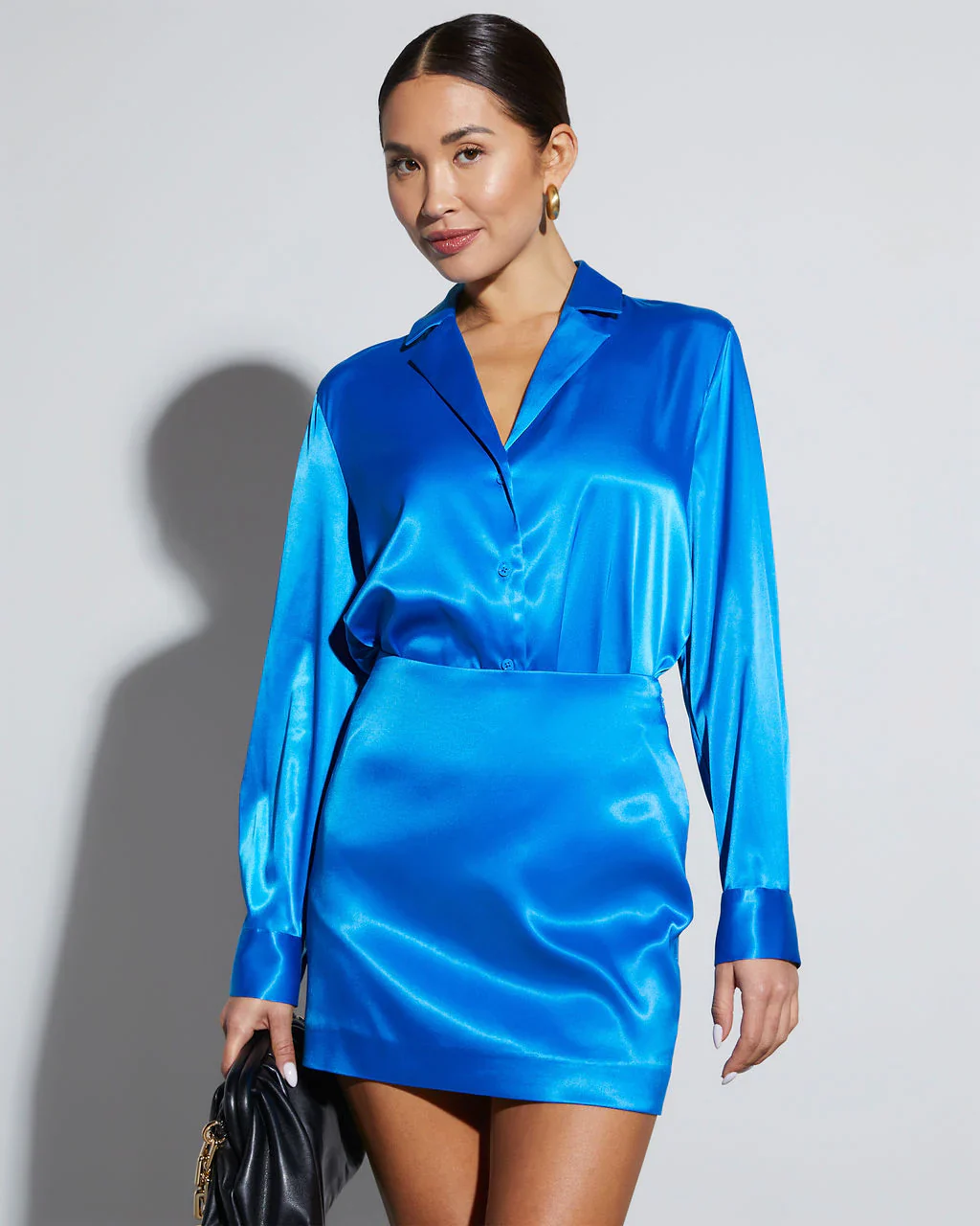 WFMD Sophisticated Satin Button Down Blouse