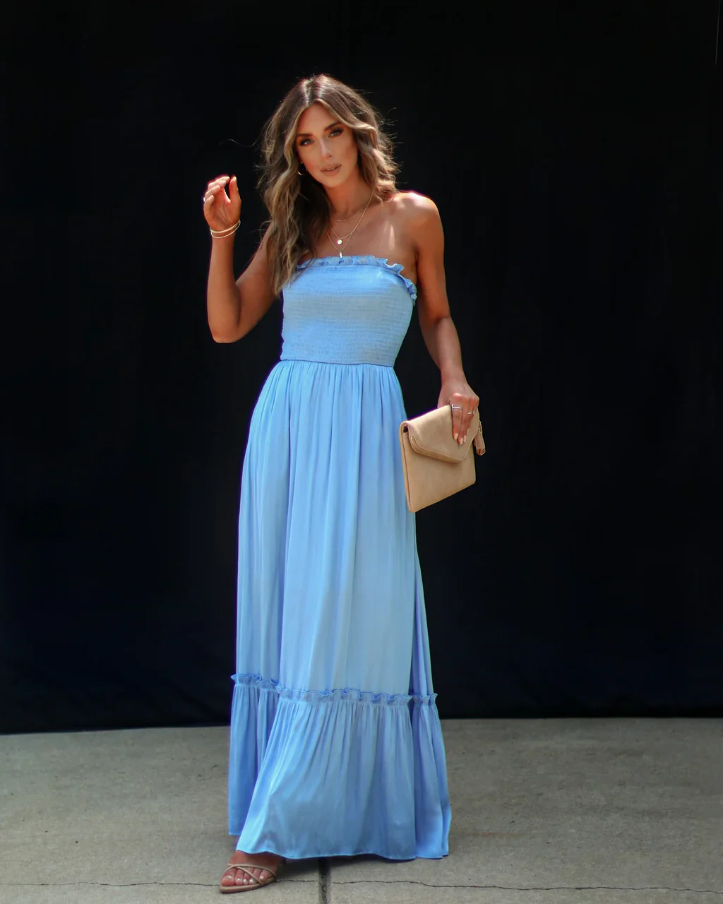 WFMD Sameera Smocked Tiered Maxi Dress