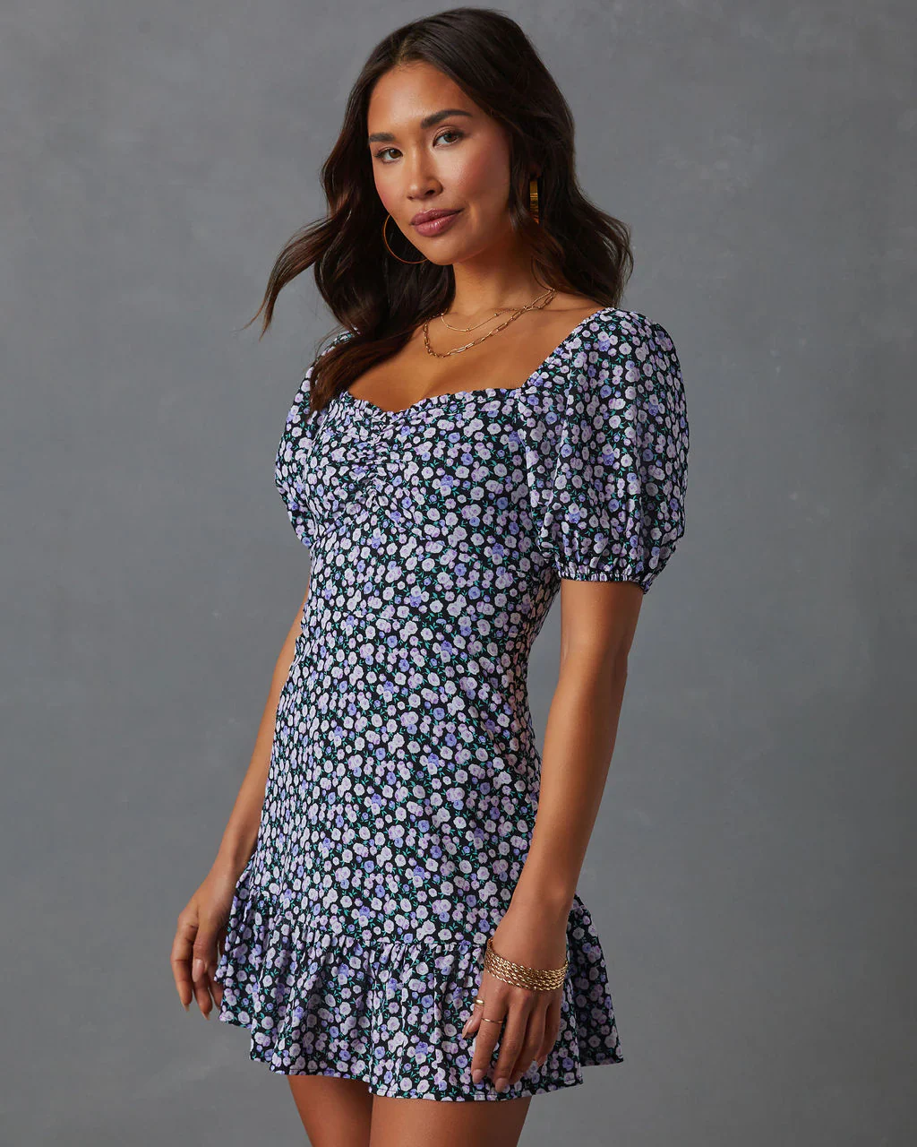 WFMD Cassia Floral Smocked Babydoll Mini Dress