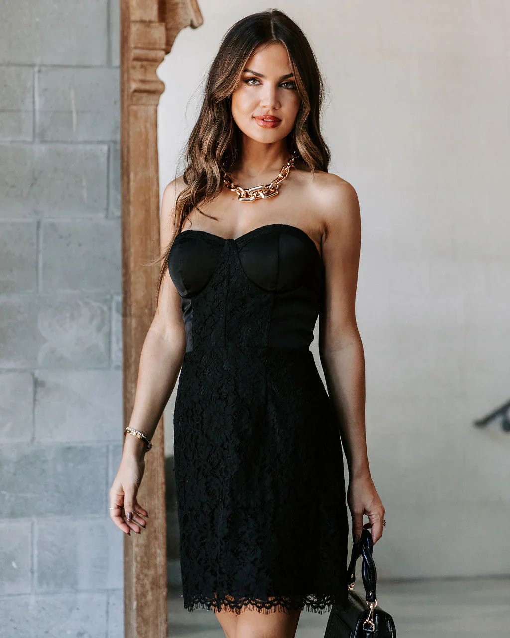 WFMD To Be With You Lace Strapless Corset Mini Dress