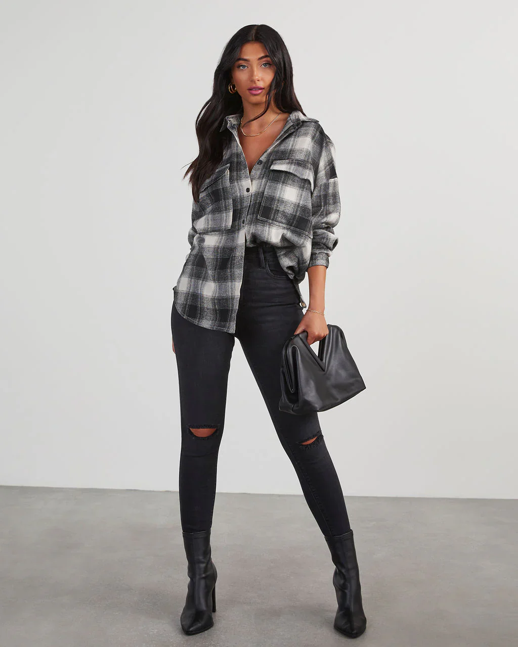WFMD Petaluma Cotton Blend Plaid Button Down Top