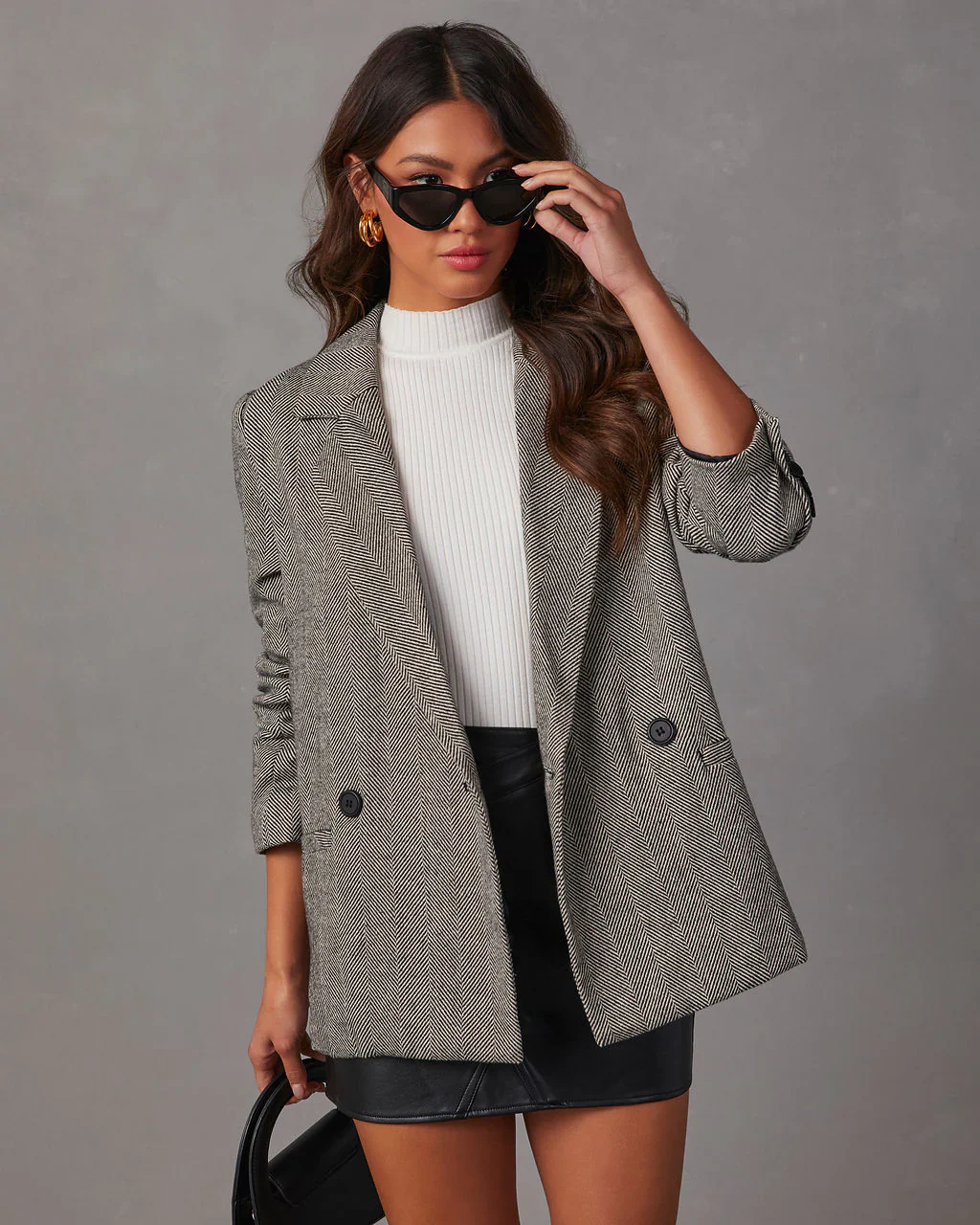 WFMD Downtown Oversized Herringbone Blazer