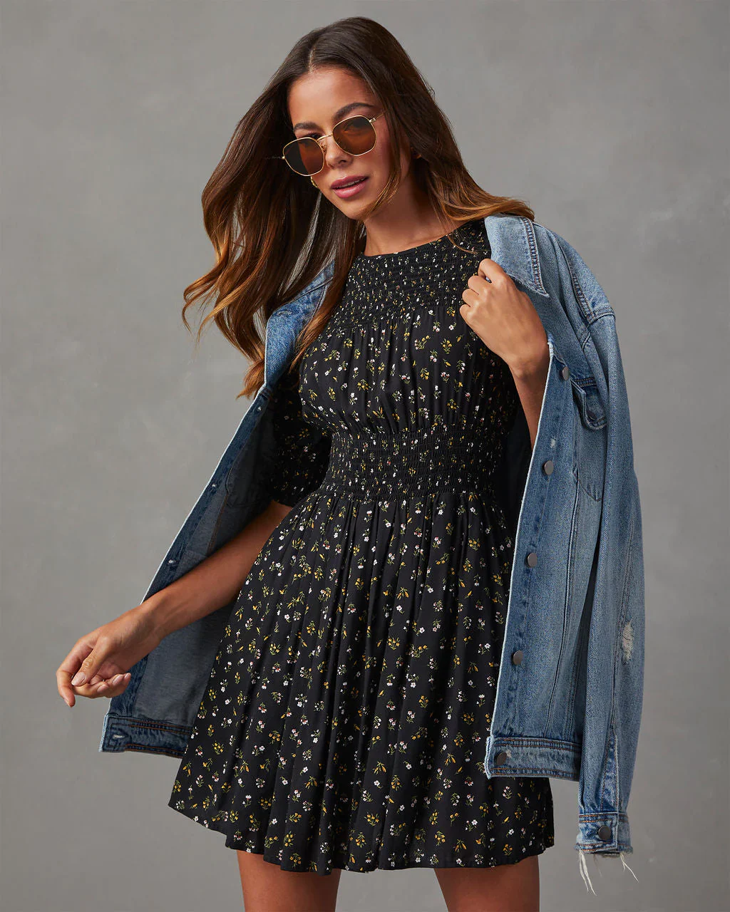 WFMD Rusi Floral Smocked Short Sleeve Mini Dress
