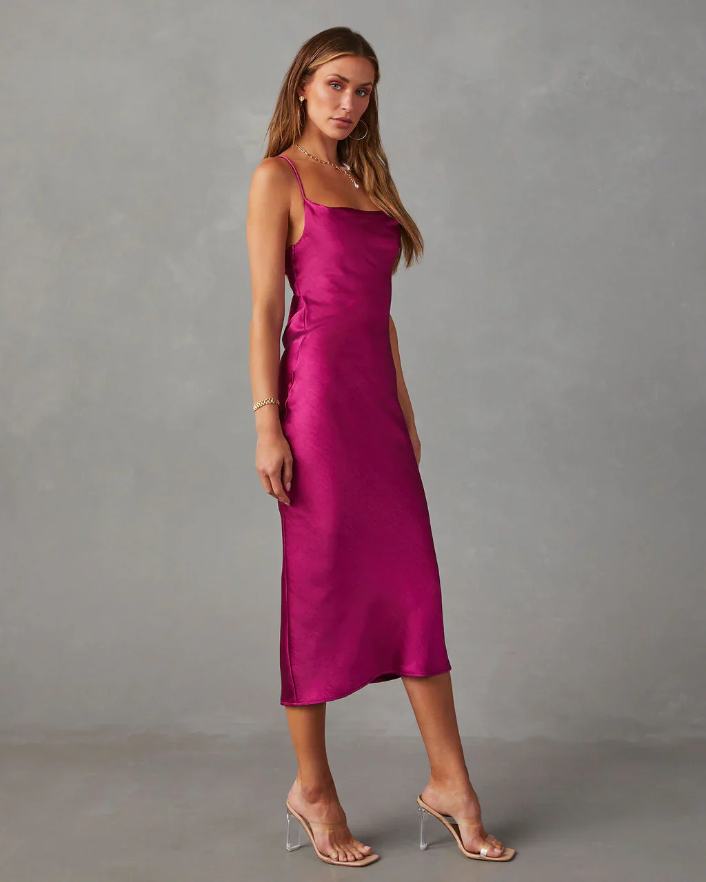 WFMD Thief Of Hearts Satin Slip Midi Dress