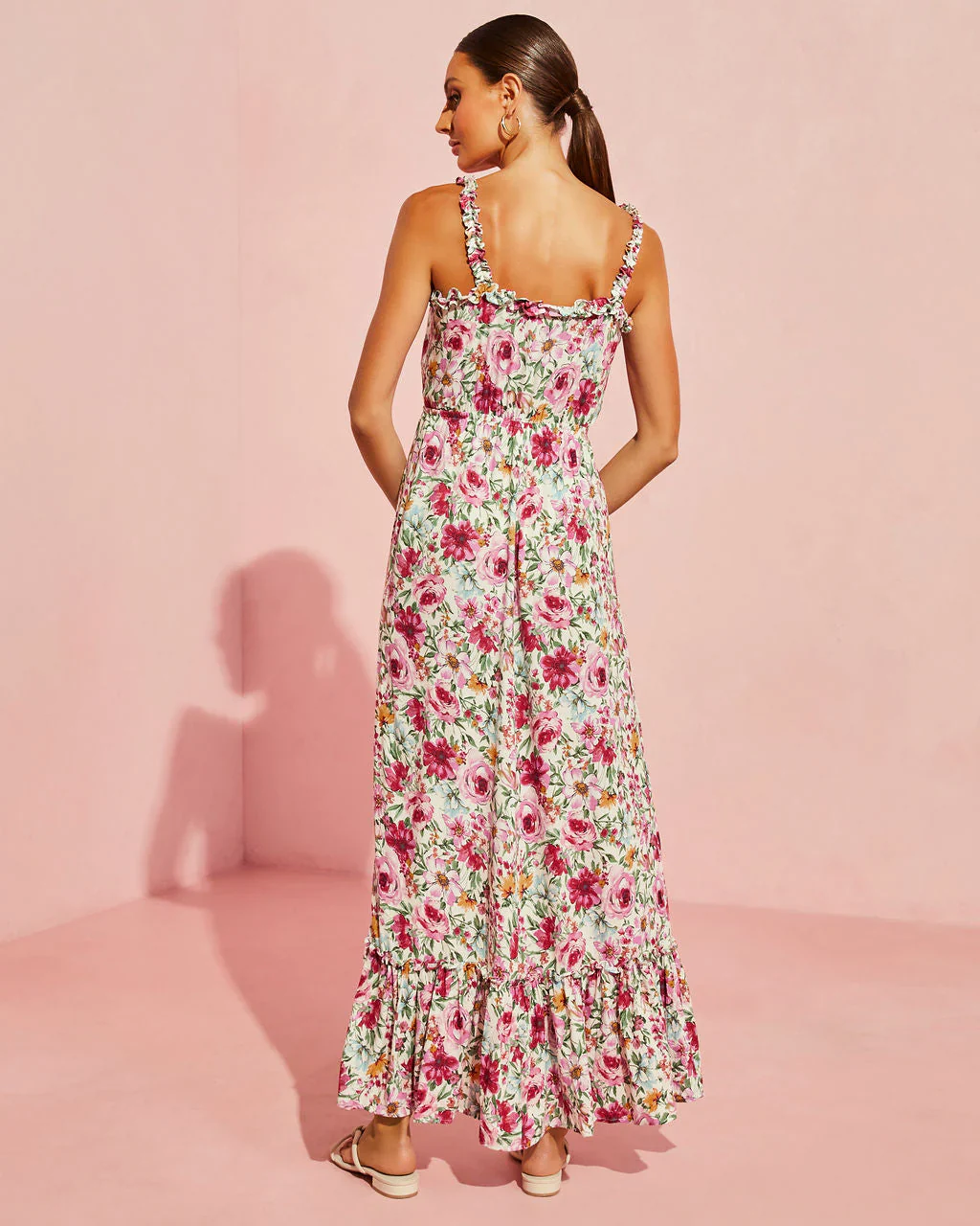 WFMD Vilma Ruffle Trim Floral Maxi Dress
