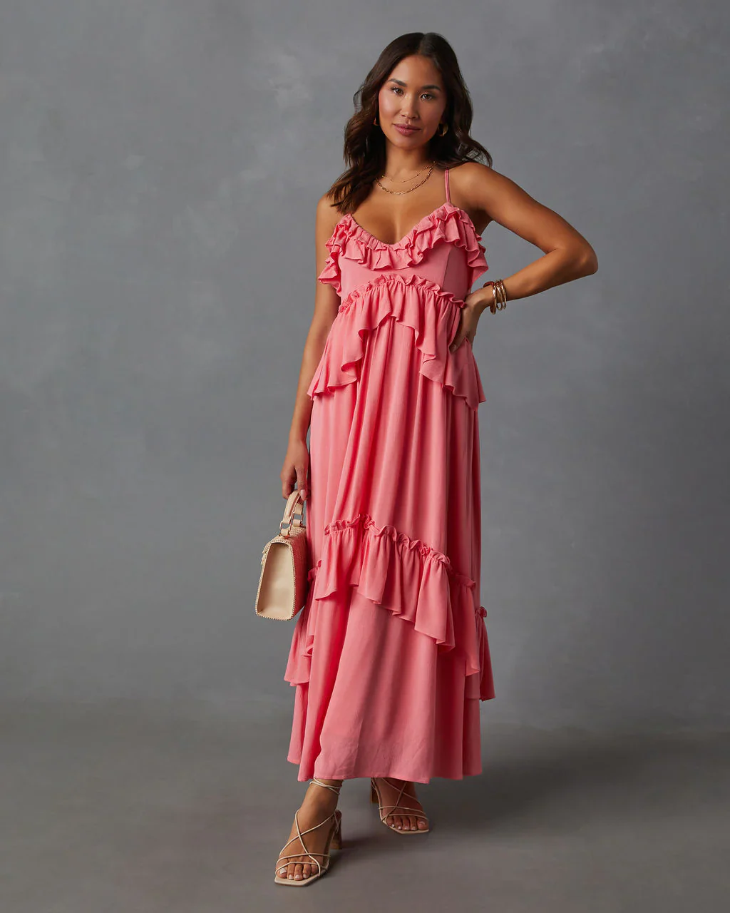 WFMD Rosalinda Ruffle Tiered Maxi Dress