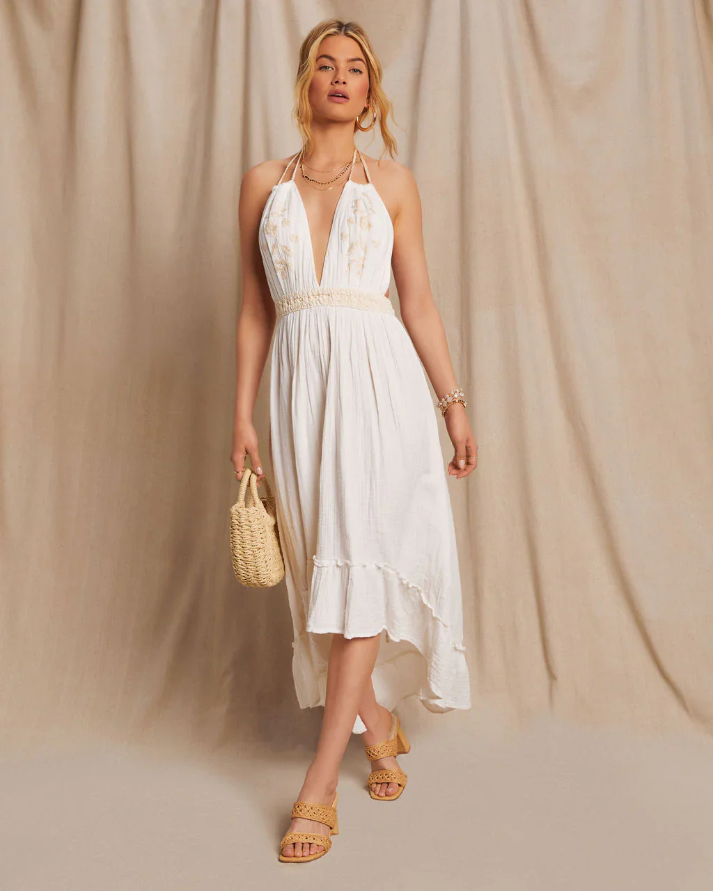 WFMD Emmie Crochet Embroidered Maxi Dress