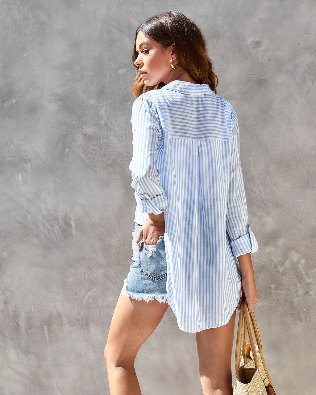 WFMD Coastal Cruising Stripe Button Down Top