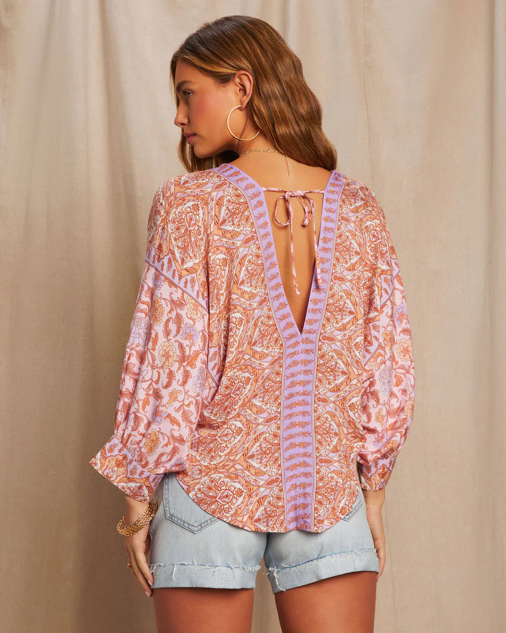 WFMD Tayla Printed Front Tie Top