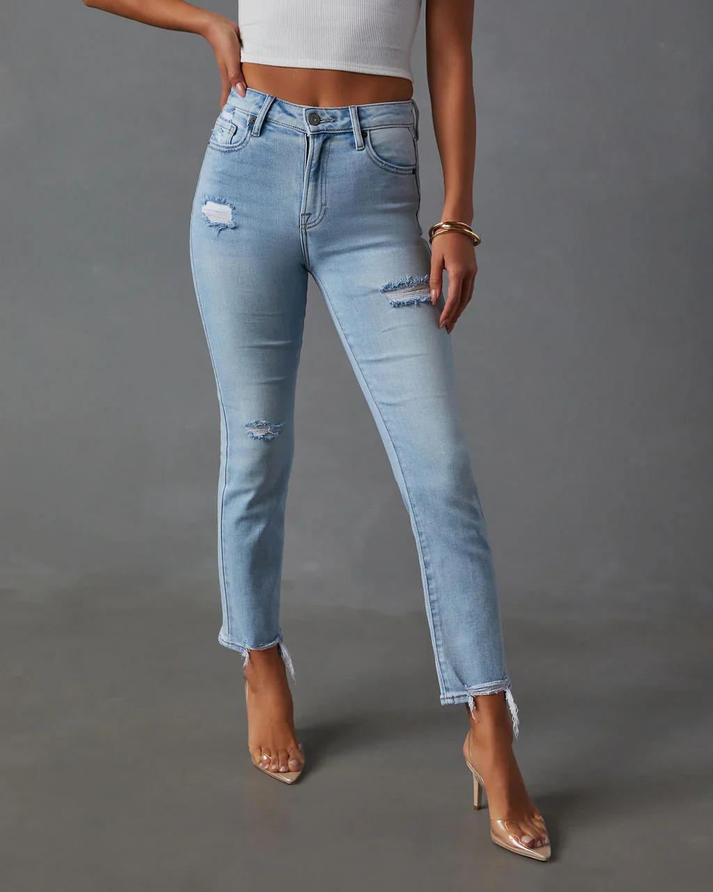 WFMD Riley High Rise Distressed Slim Jean