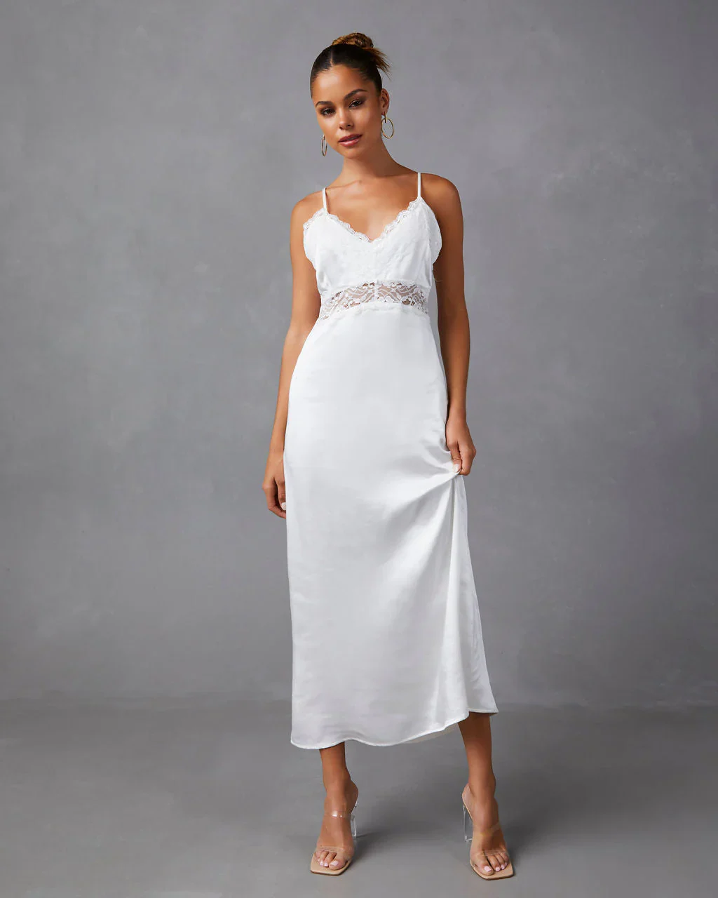 WFMD Therese Satin Lace Midi Dress