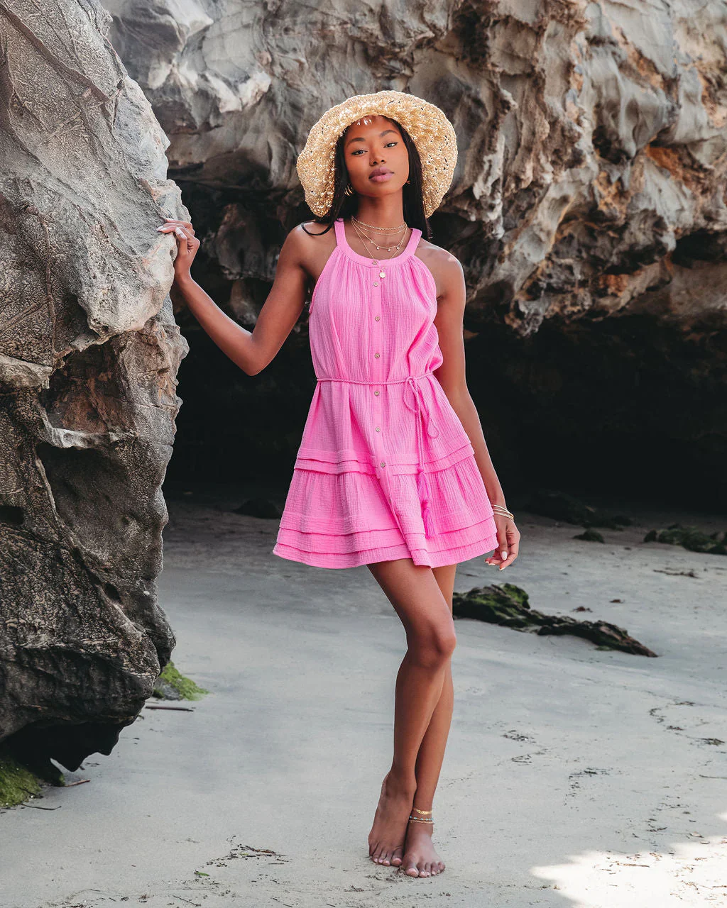 WFMD Tory Cotton Tassel Tie Mini Dress