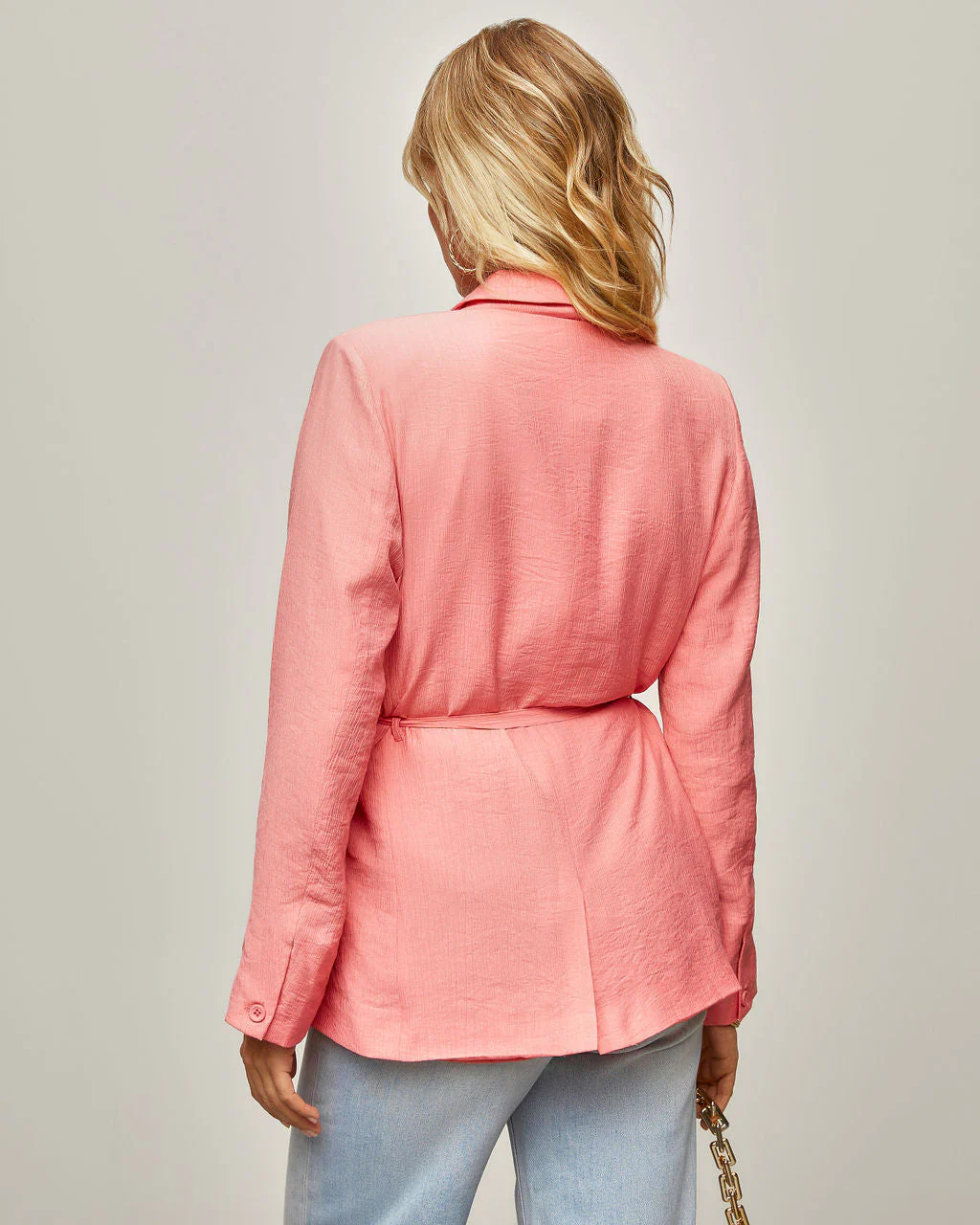 WFMD Jazmine Pocketed Waist Tie Blazer