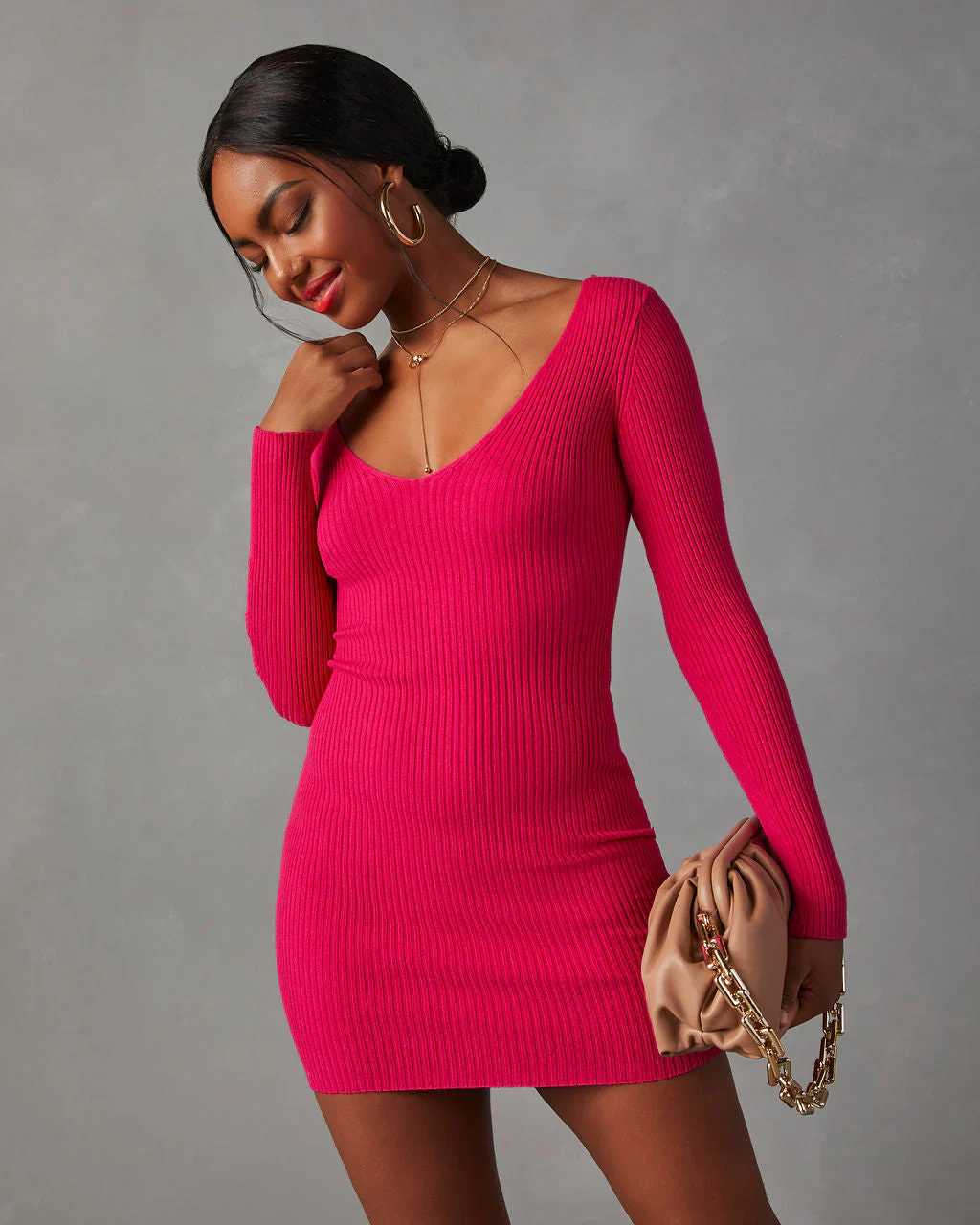 WFMD Vickie Bodycon Mini Sweater Dress
