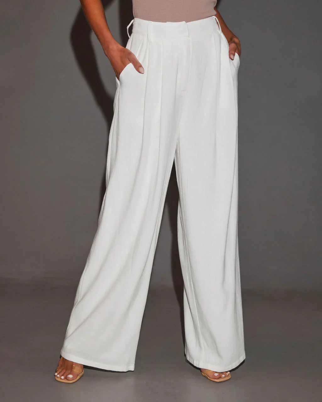 WFMD Mallorie Linen Blend Wide Leg Pleated Trouser