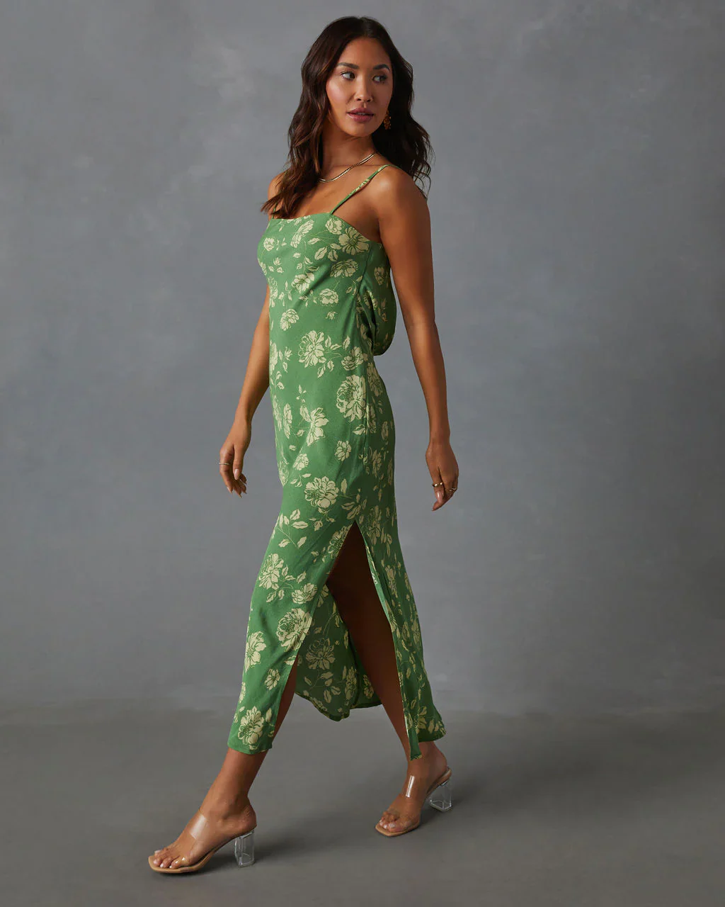 WFMD Everly Floral Open Back Slip Midi Dress