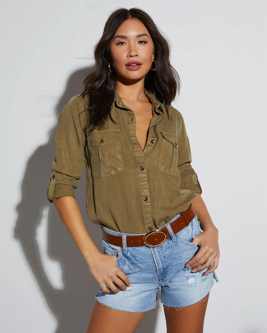 WFMD Shiva High Rise Distressed Denim Shorts