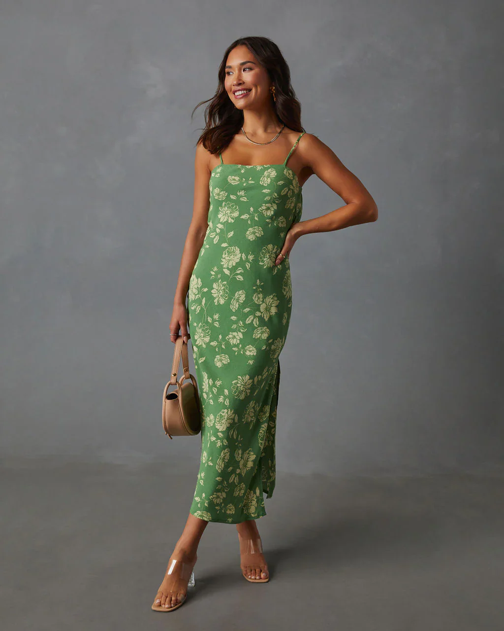 WFMD Everly Floral Open Back Slip Midi Dress