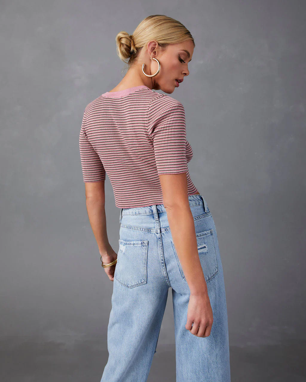 WFMD Tutor Knit Button Front Crop Cardigan