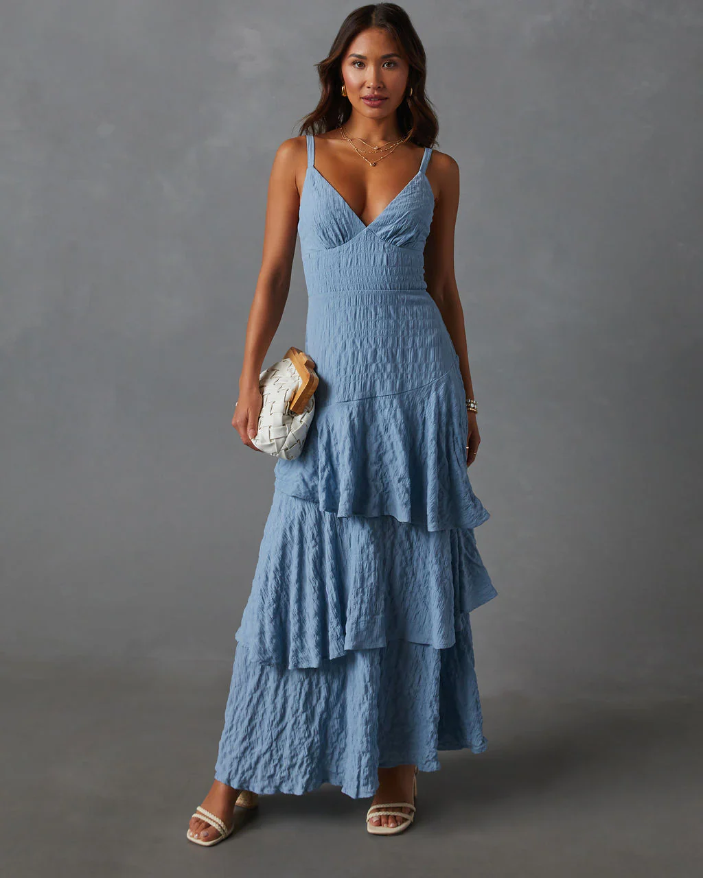 WFMD Elora Tiered And Textured Maxi Dress