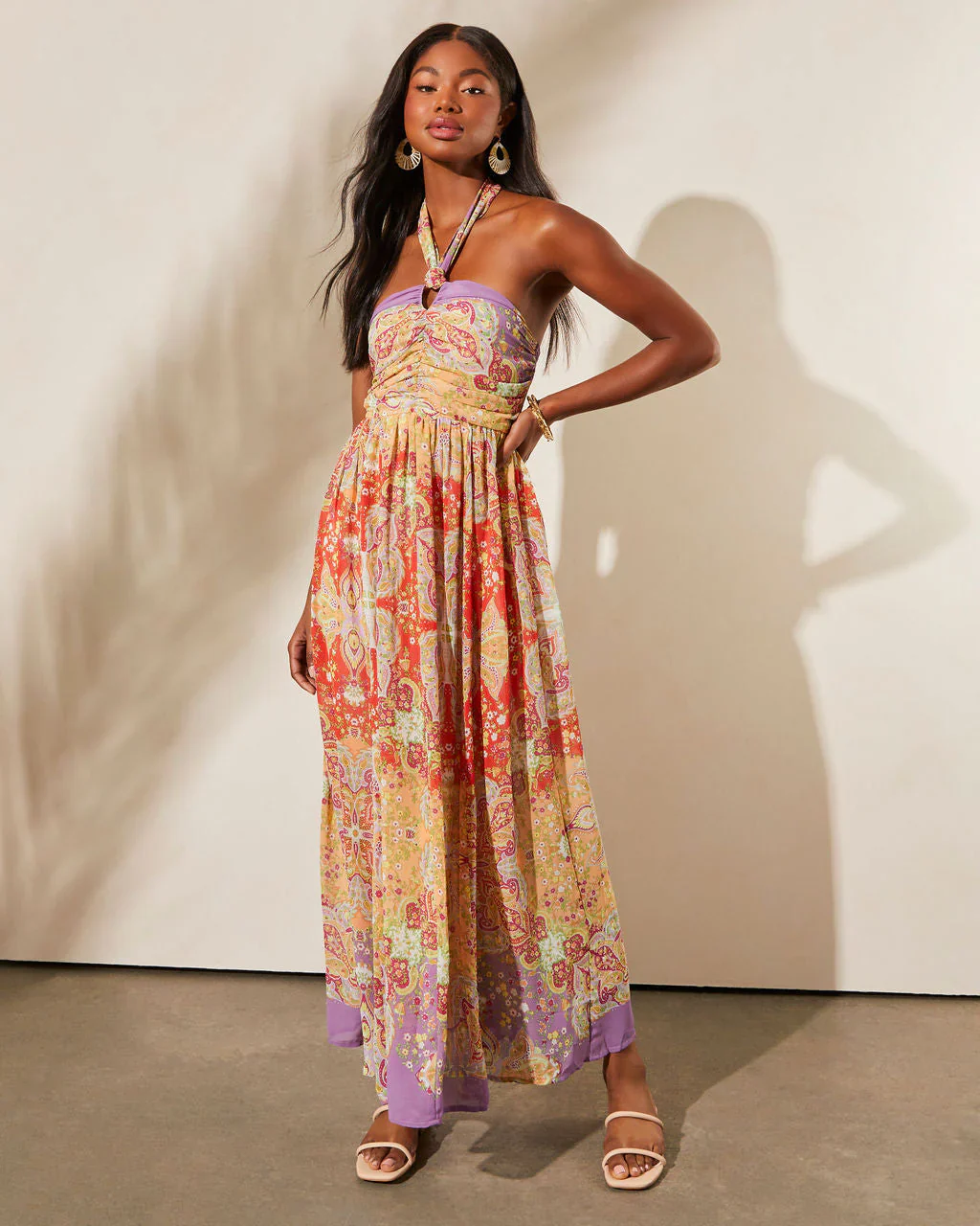 WFMD Medford Printed Halter Maxi Dress
