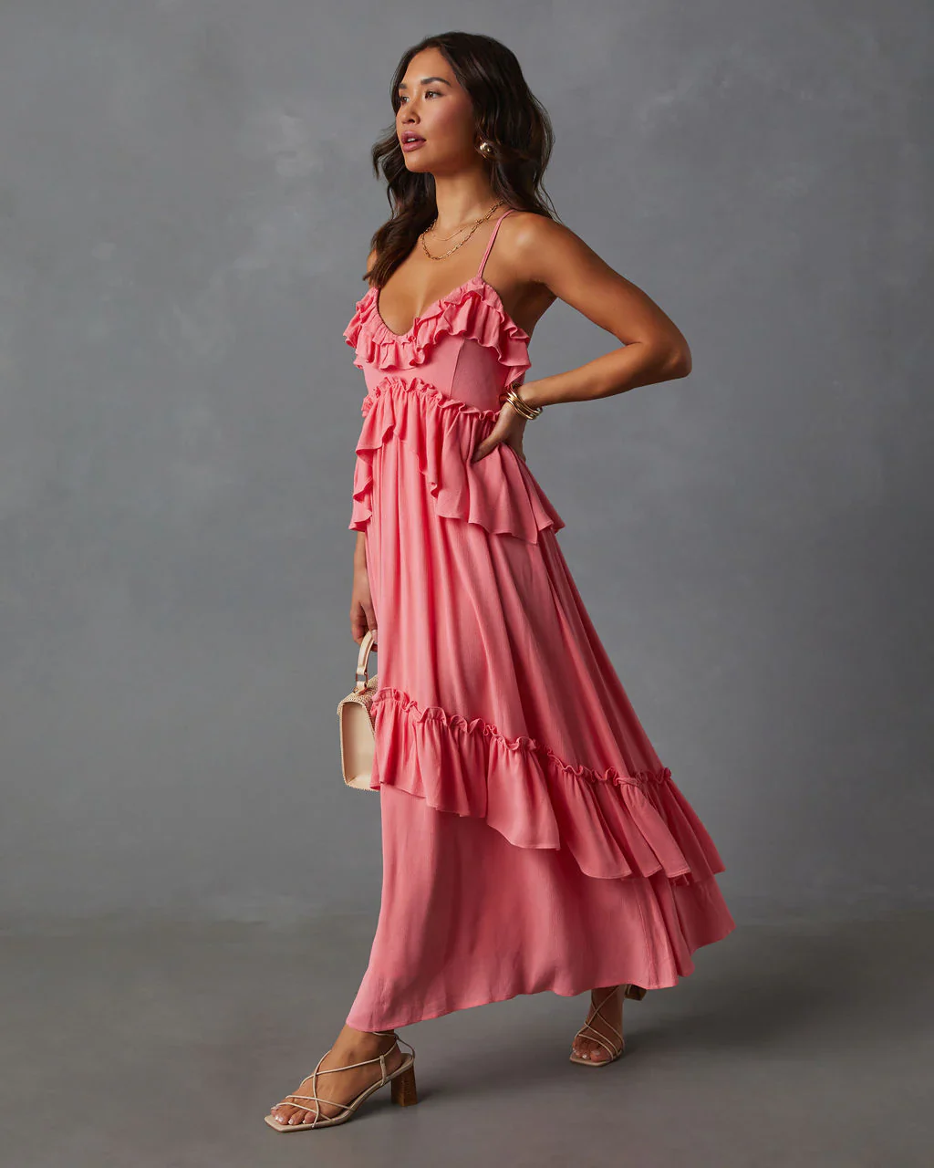 WFMD Rosalinda Ruffle Tiered Maxi Dress