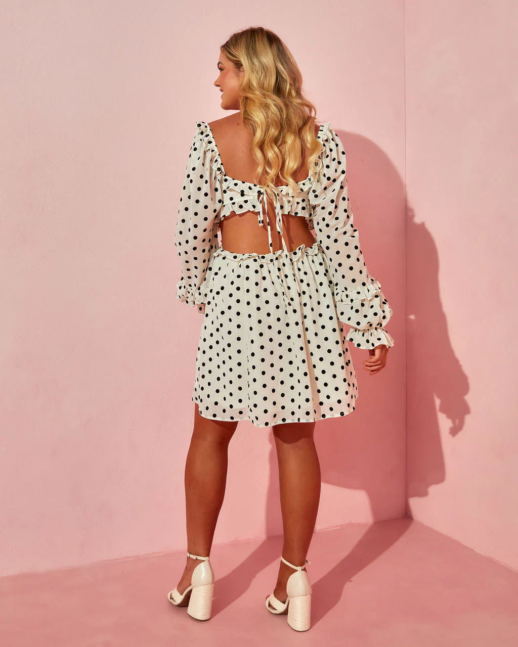 WFMD Always Bonita Polka Dot Cutout Mini Dress
