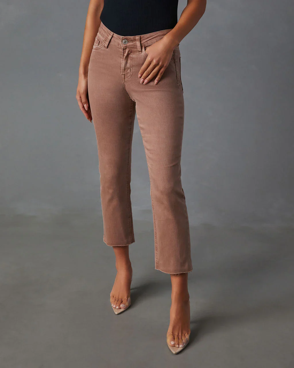 WFMD Ravina Mid Rise Cropped Straight Leg Jeans