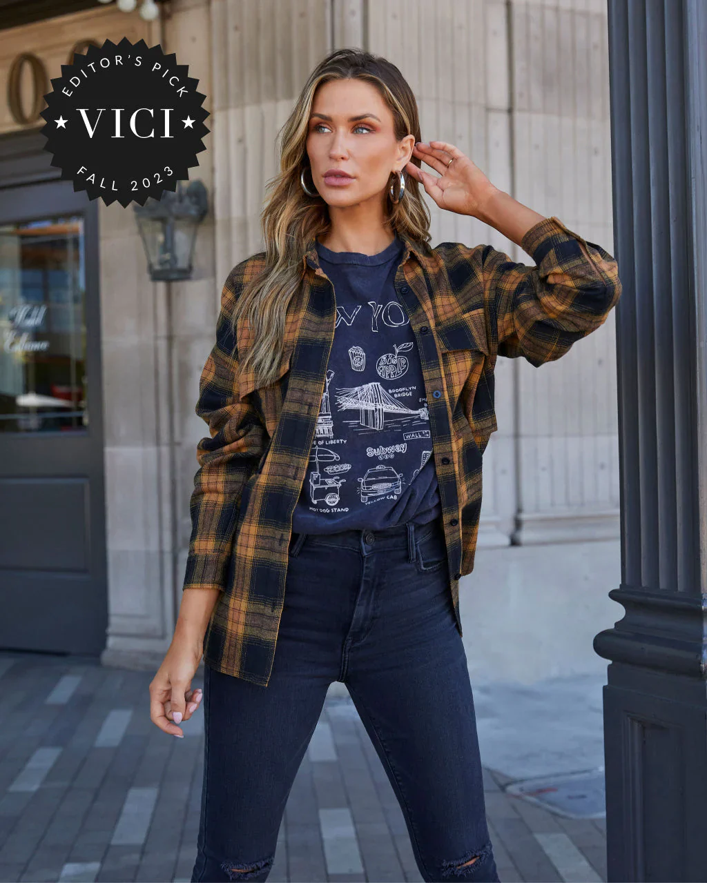 WFMD Petaluma Cotton Blend Plaid Button Down Top