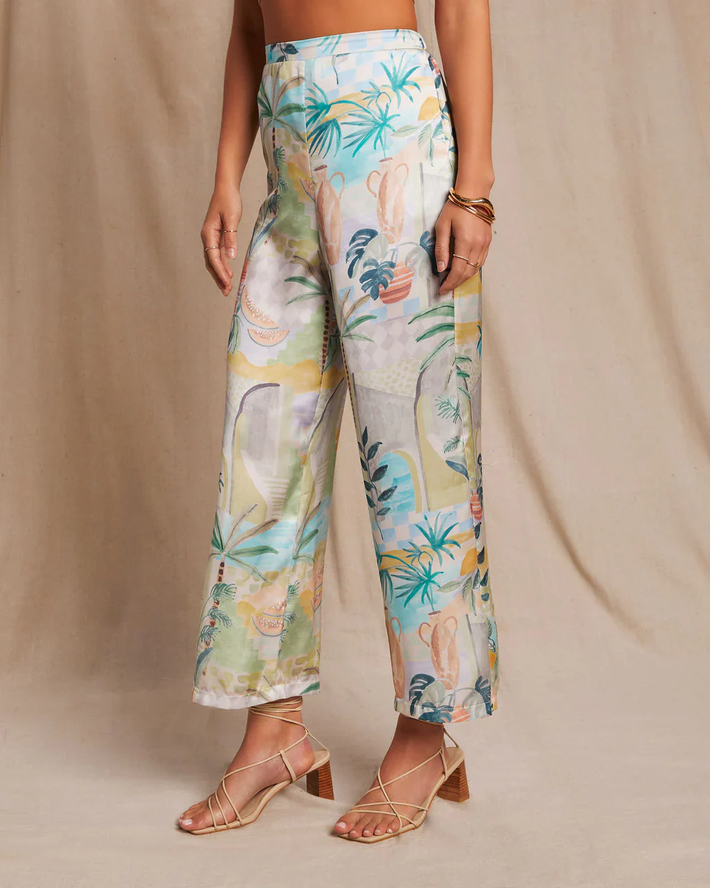 WFMD Galapagos Satin Printed Straight Leg Pant