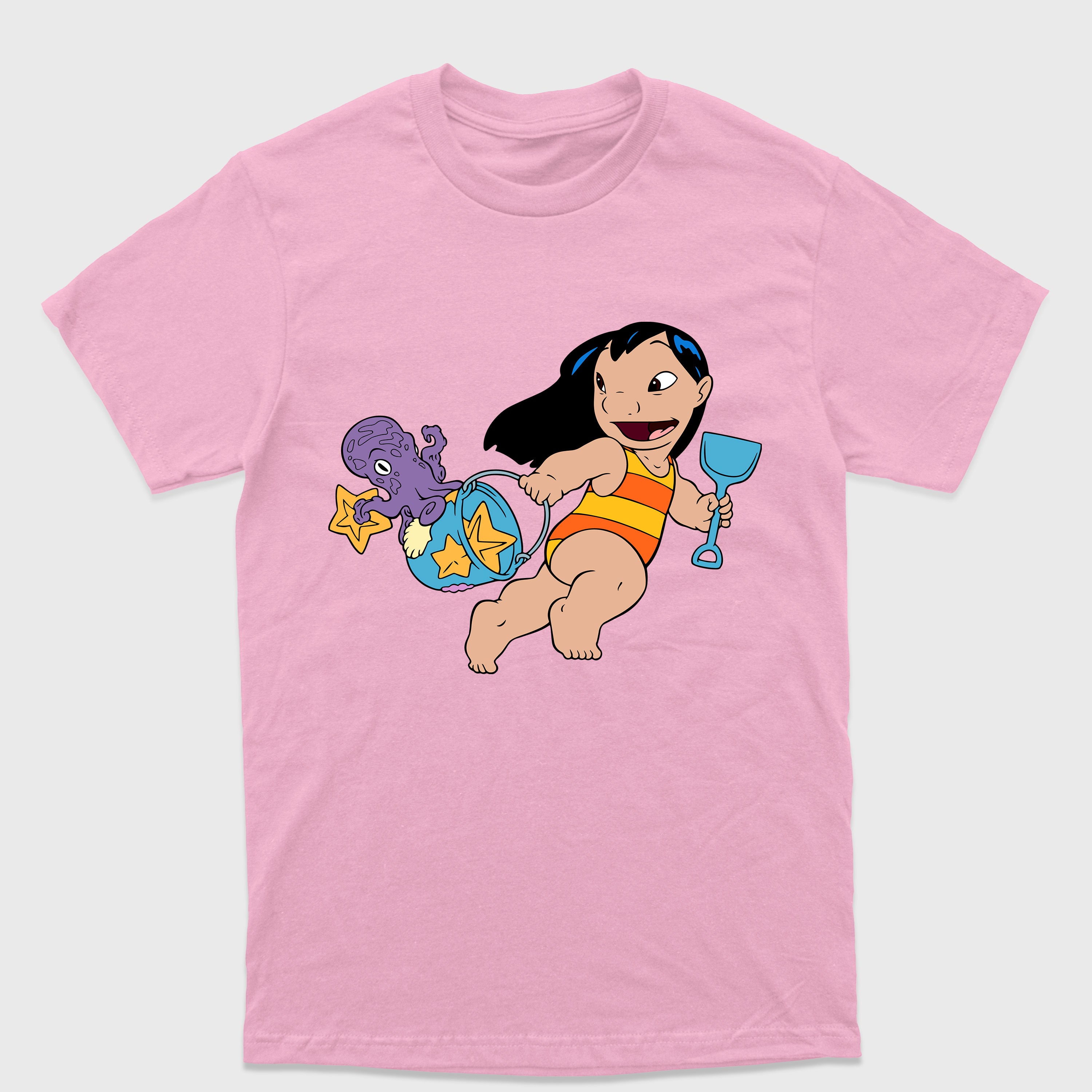 Camiseta Básica Lilo Brincando na Praia