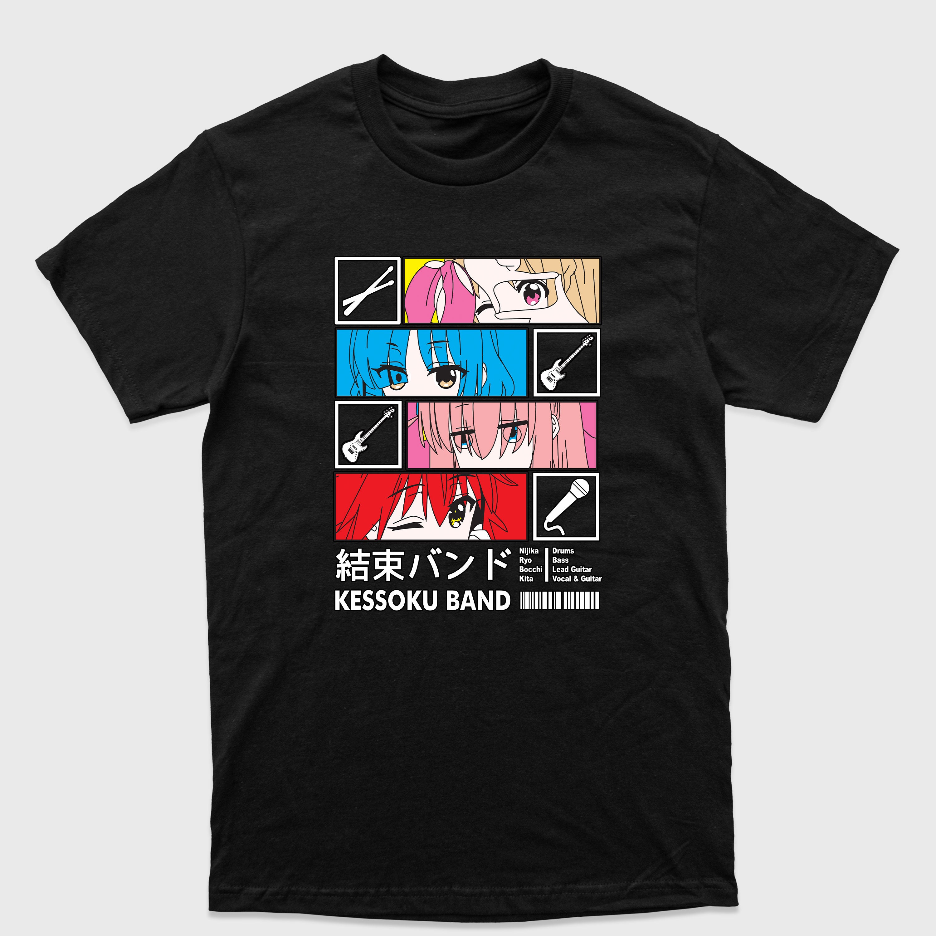 Camiseta Básica Kessoku Band Instruments Bocchi the Rock
