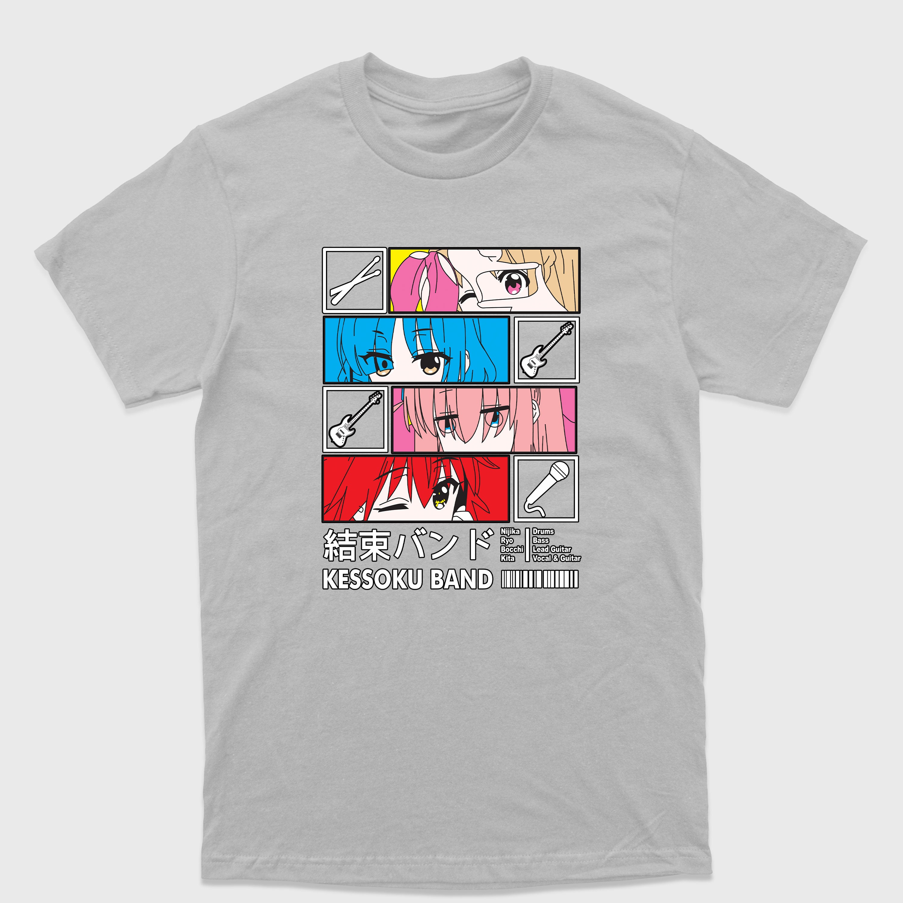 Camiseta Básica Kessoku Band Instruments Bocchi the Rock