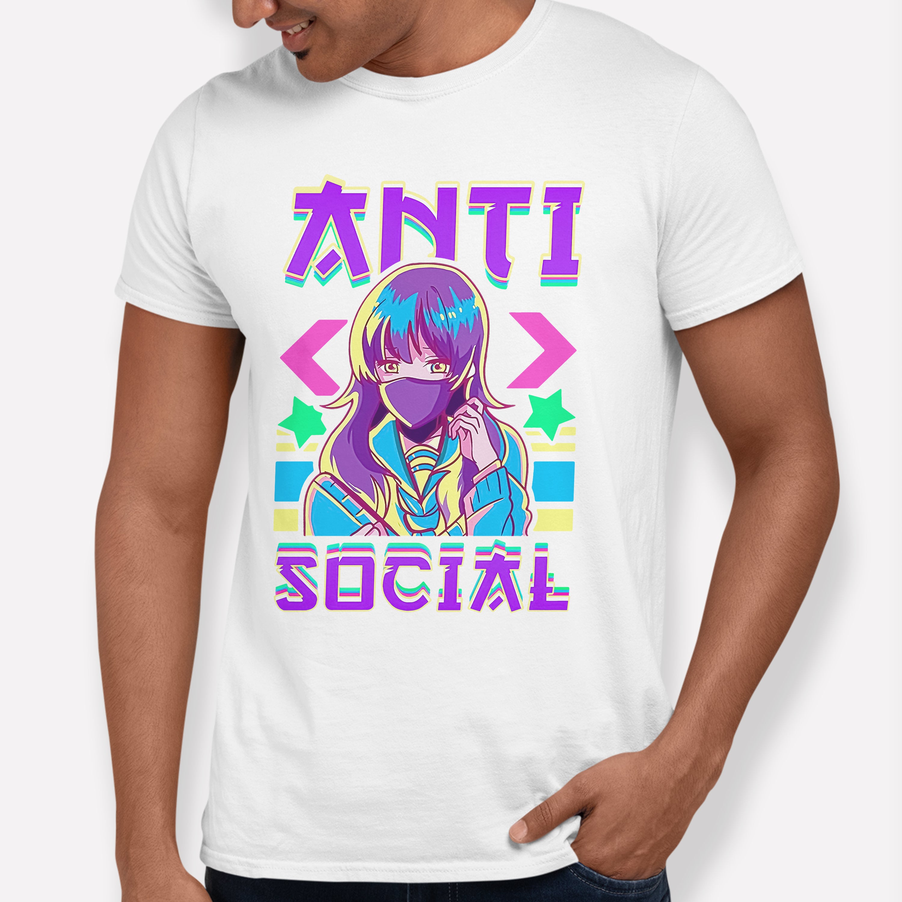 Camiseta Básica Anti Social Anime Girl