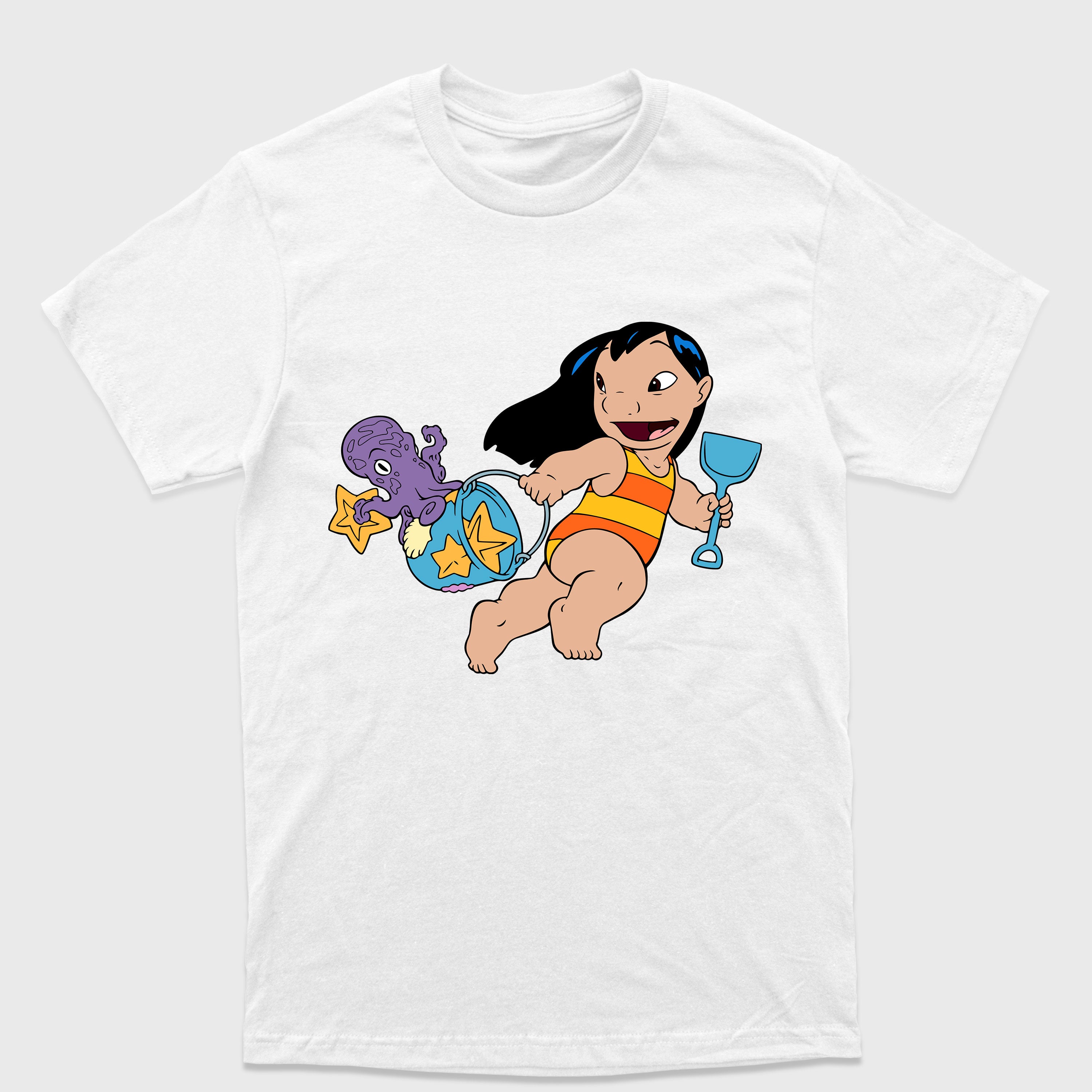 Camiseta Básica Lilo Brincando na Praia