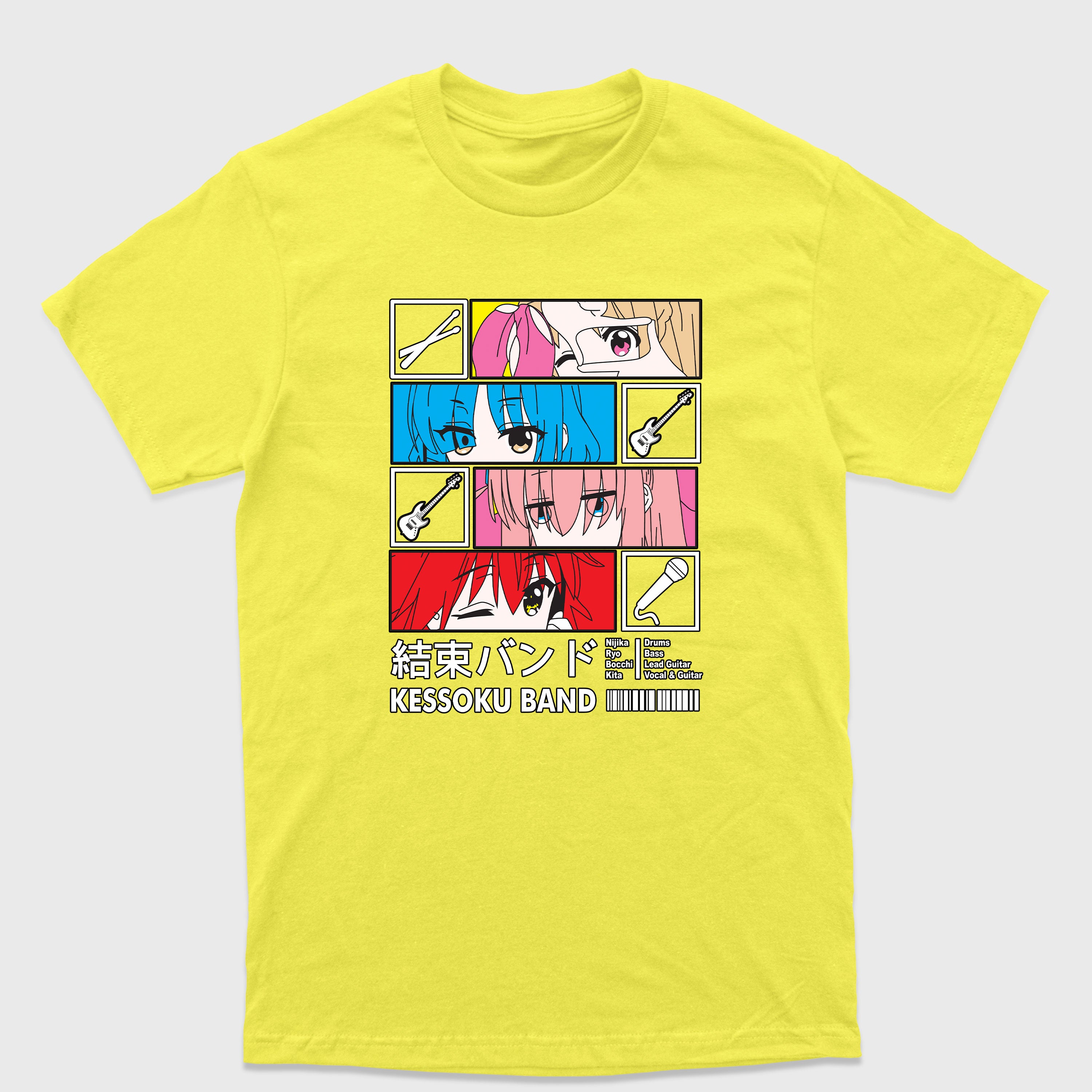 Camiseta Básica Kessoku Band Instruments Bocchi the Rock