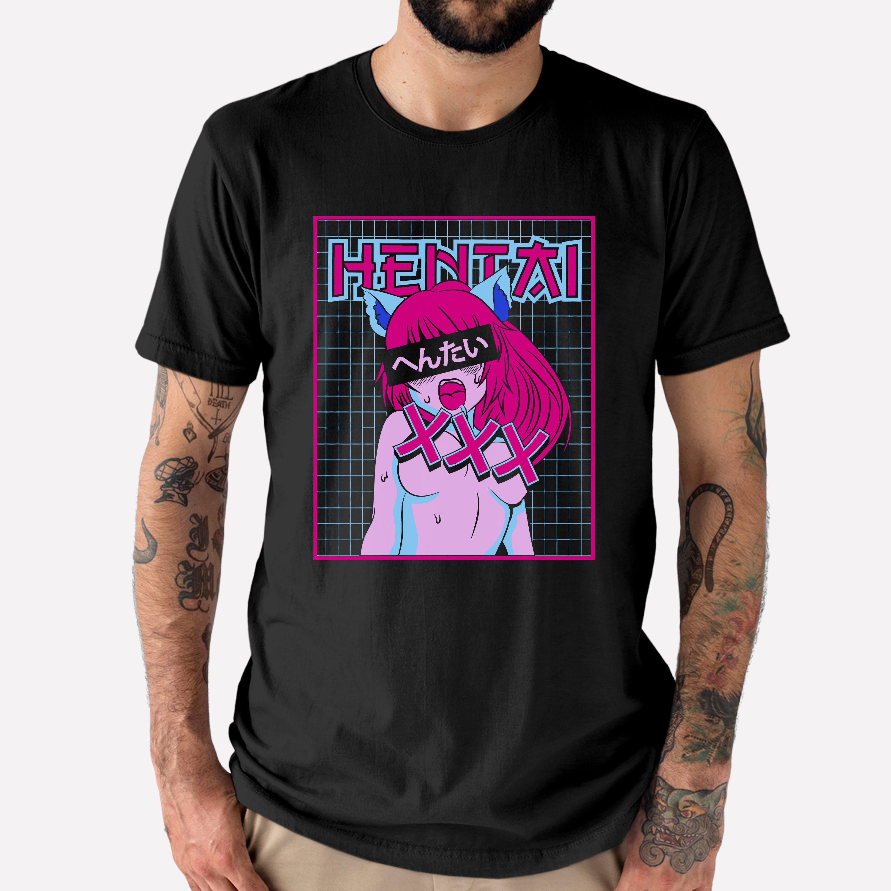 Camiseta Básica Hentai Girl Pink Hair