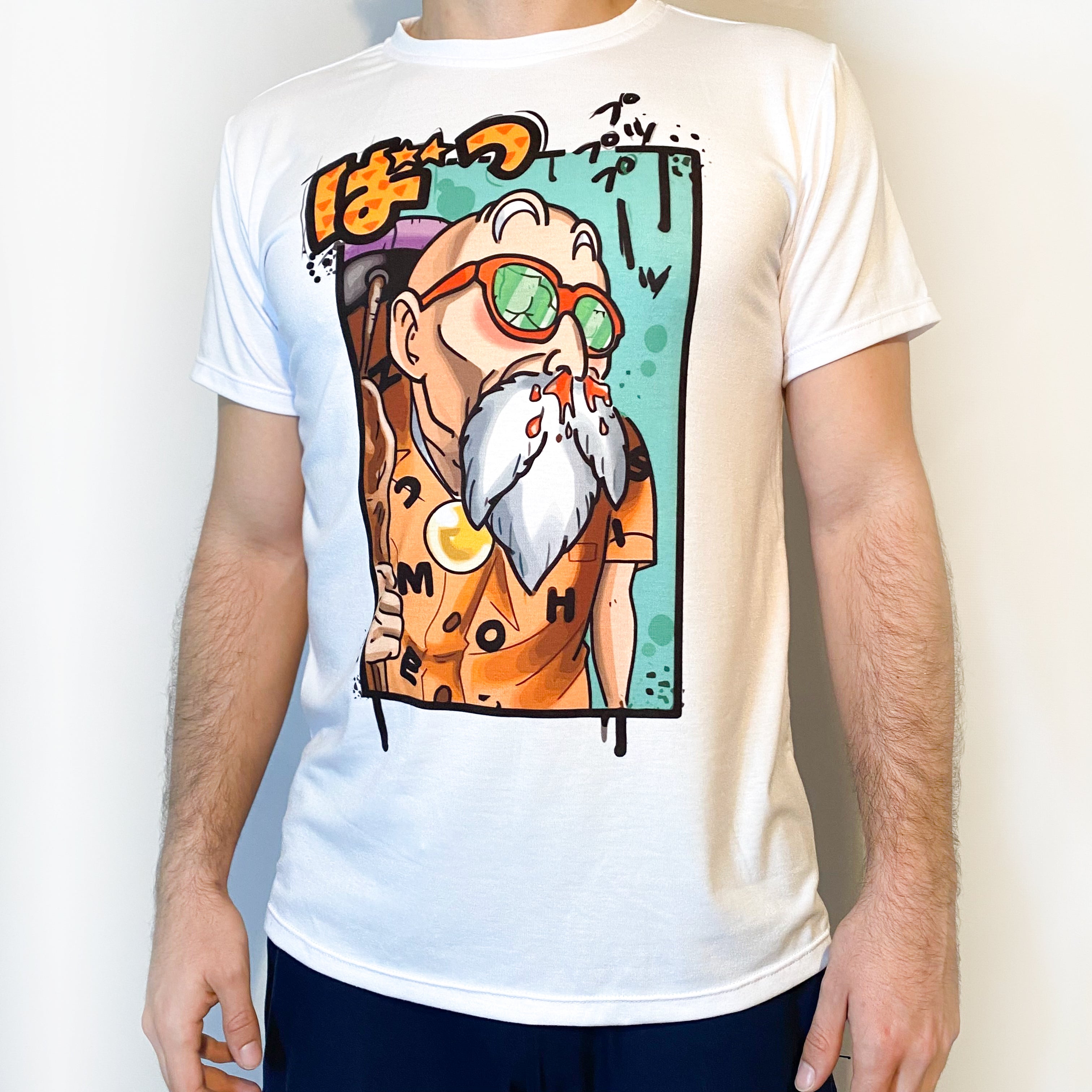 Camiseta Hombre Dragon Ball Z Maestro Rochi Blanca